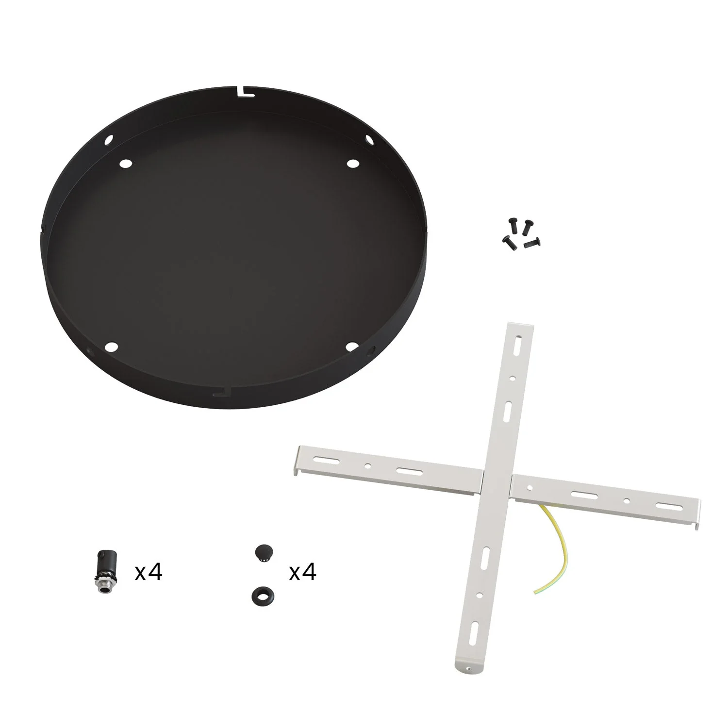 Rosone rotondo in alluminio Ø 30 cm con staffa e cavo di messa a terra, con 4 fori frontali - Nero - Image 24
