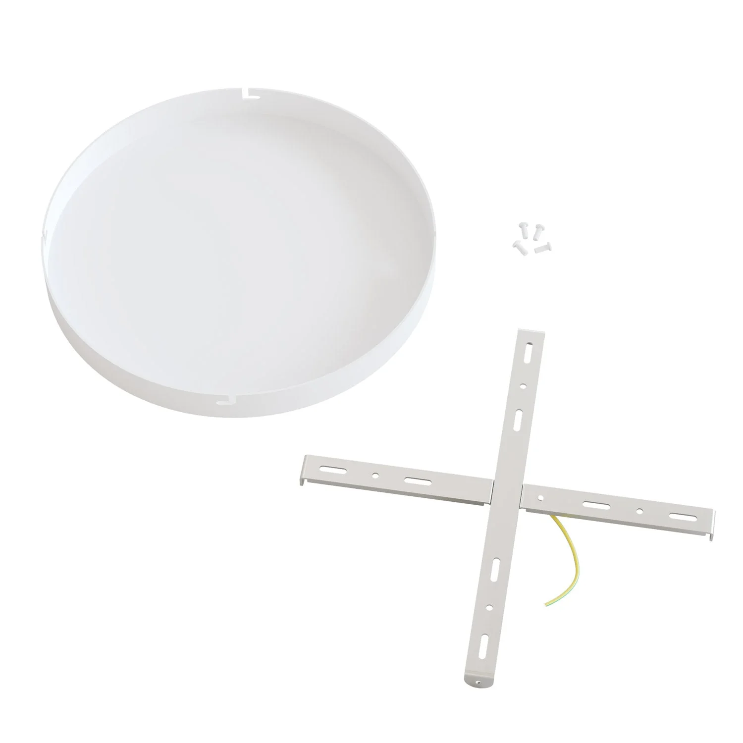 Rosone rotondo in alluminio Ø 30 cm con staffa e cavo di messa a terra, senza fori - Bianco Opaco - Image 4