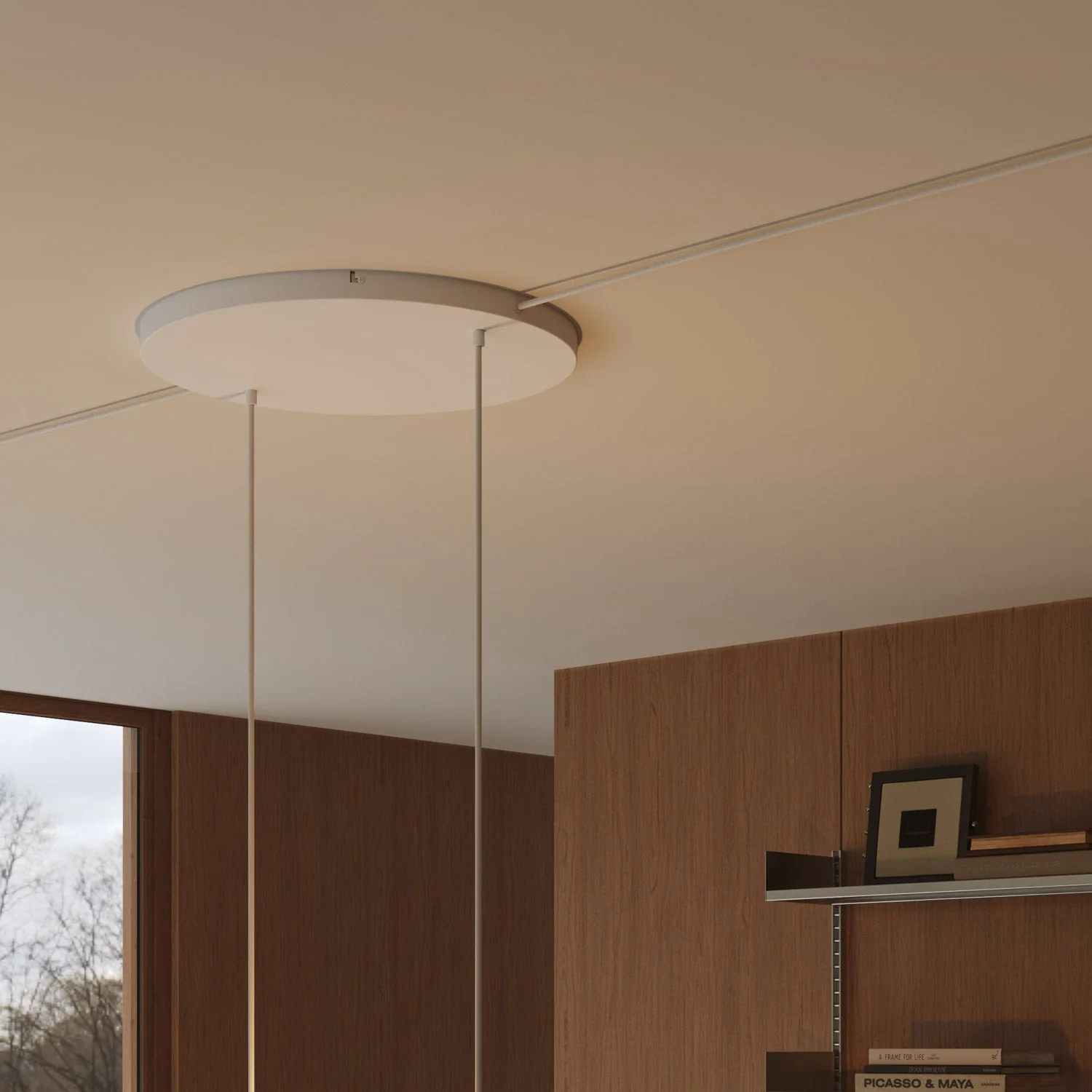 Rosone rotondo in alluminio Ø 50 cm con staffa e cavo di messa a terra, con 2 fori frontali - Bianco Opaco - Image 13