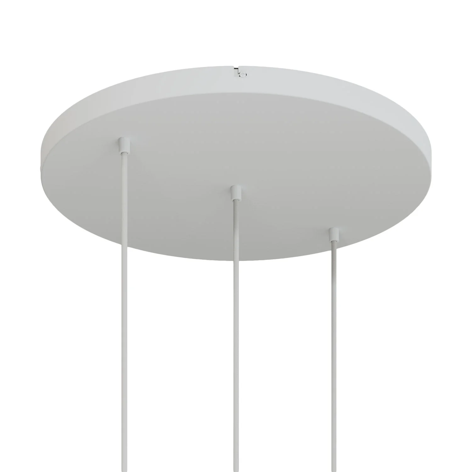 Rosone rotondo in alluminio Ø 50 cm con staffa e cavo di messa a terra, con 3 fori in linea frontali -  Bianco Opaco
