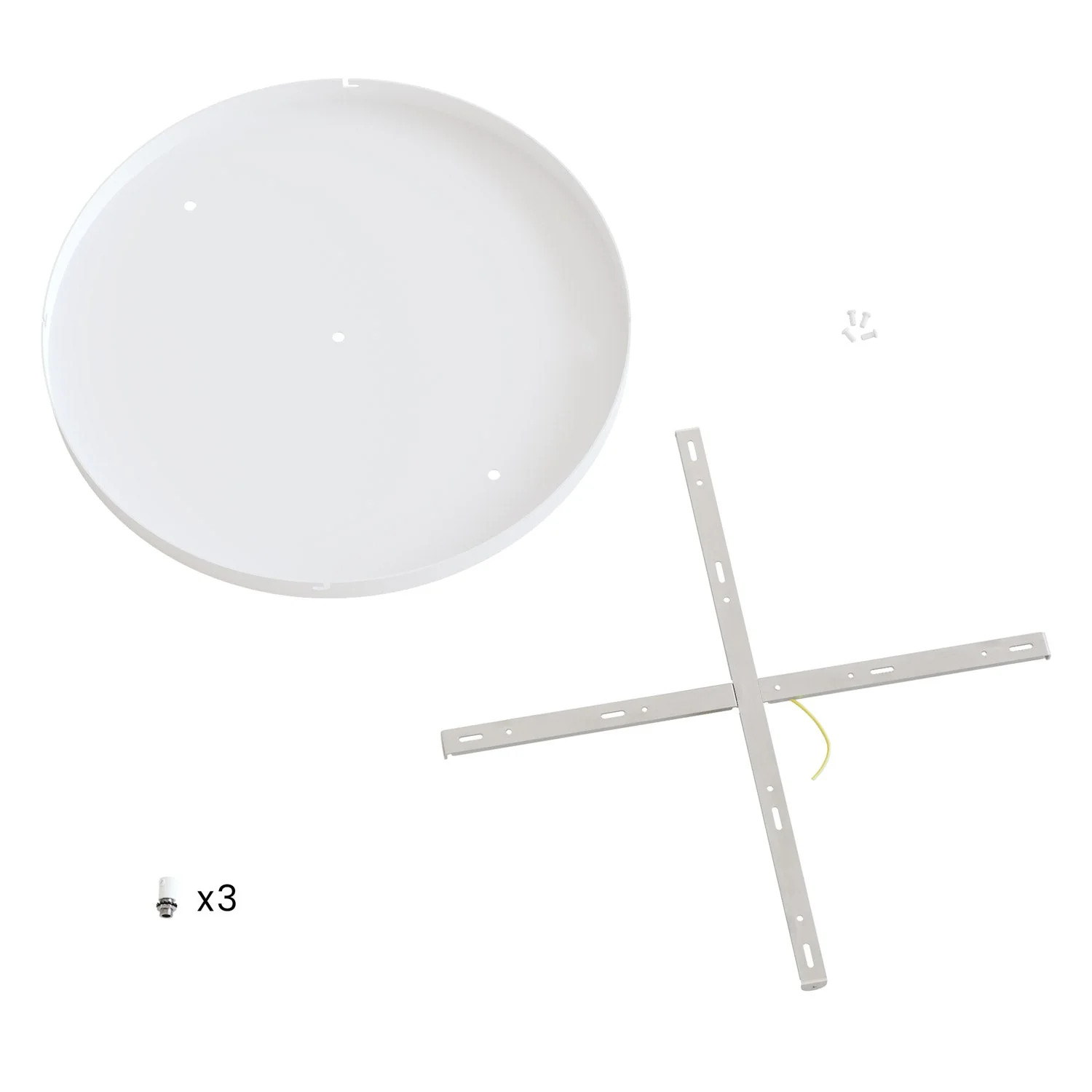 Rosone rotondo in alluminio Ø 50 cm con staffa e cavo di messa a terra, con 3 fori in linea frontali -  Bianco Opaco - Image 4