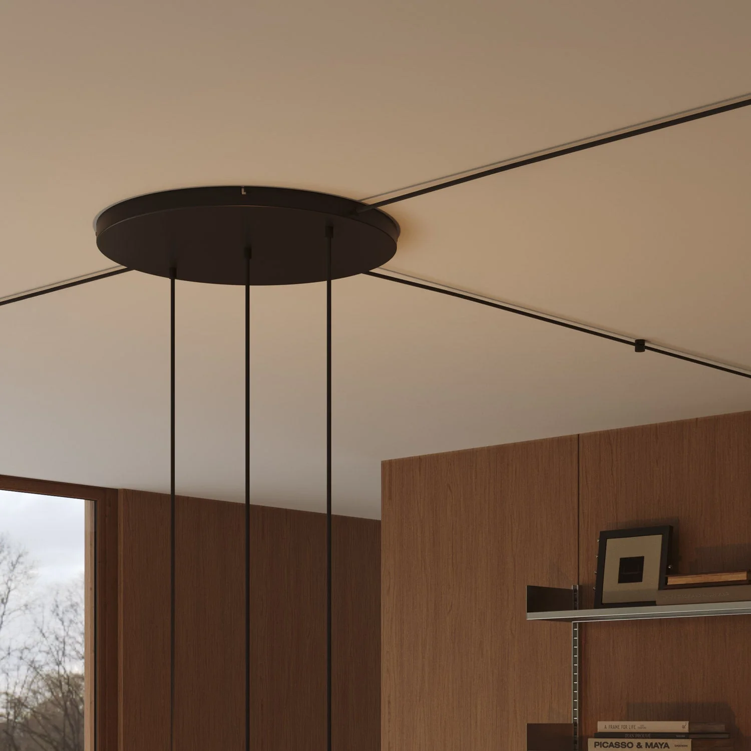 Rosone rotondo in alluminio Ø 50 cm con staffa e cavo di messa a terra, con 3 fori in linea frontali - Nero - Image 18