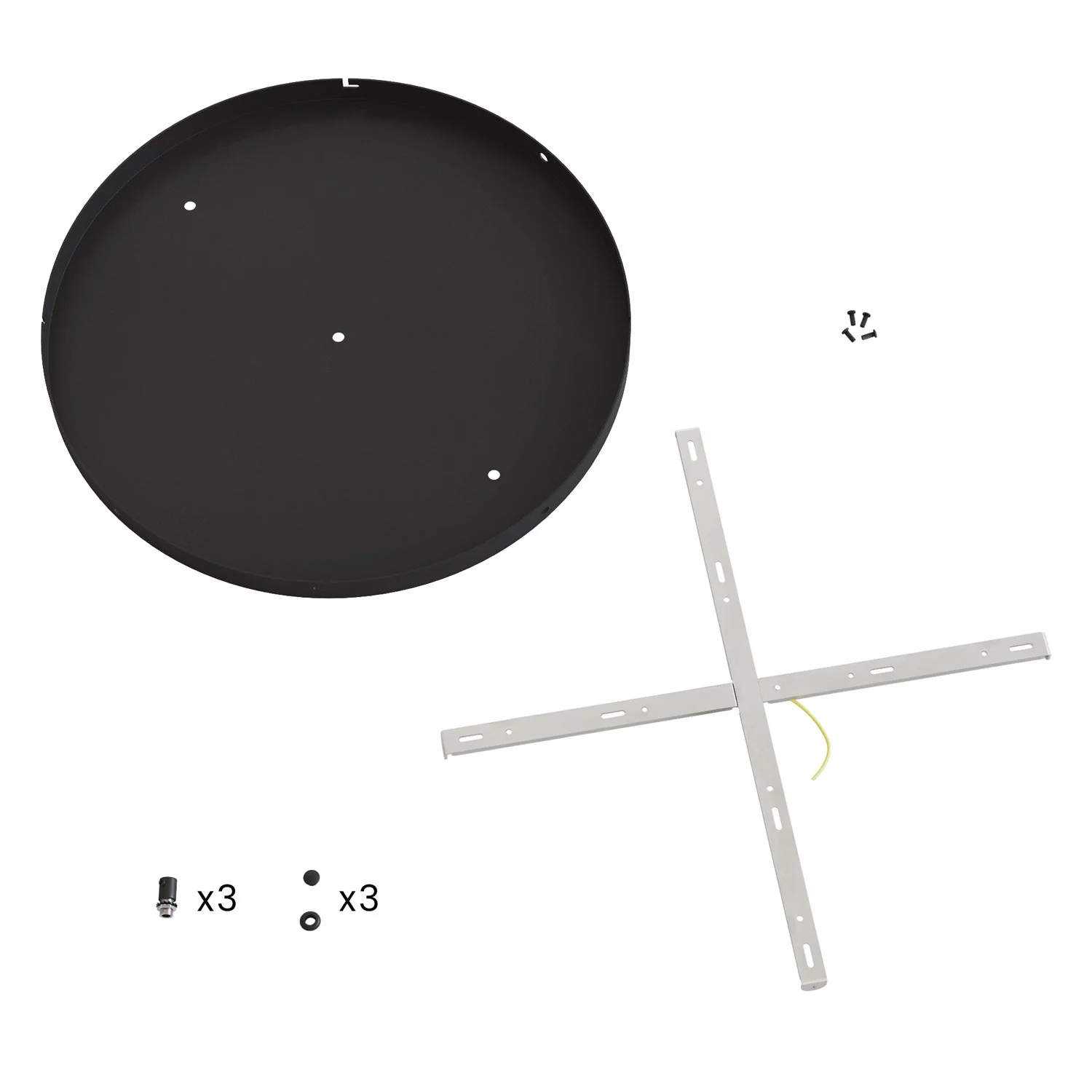 Rosone rotondo in alluminio Ø 50 cm con staffa e cavo di messa a terra, con 3 fori in linea frontali - Nero - Image 19