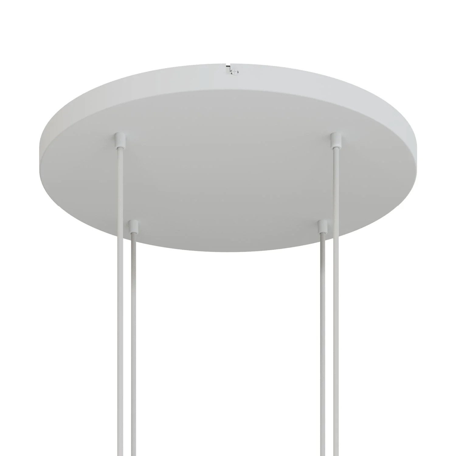 Rosone rotondo in alluminio Ø 50 cm con staffa e cavo di messa a terra, con 4 fori frontali - Bianco Opaco