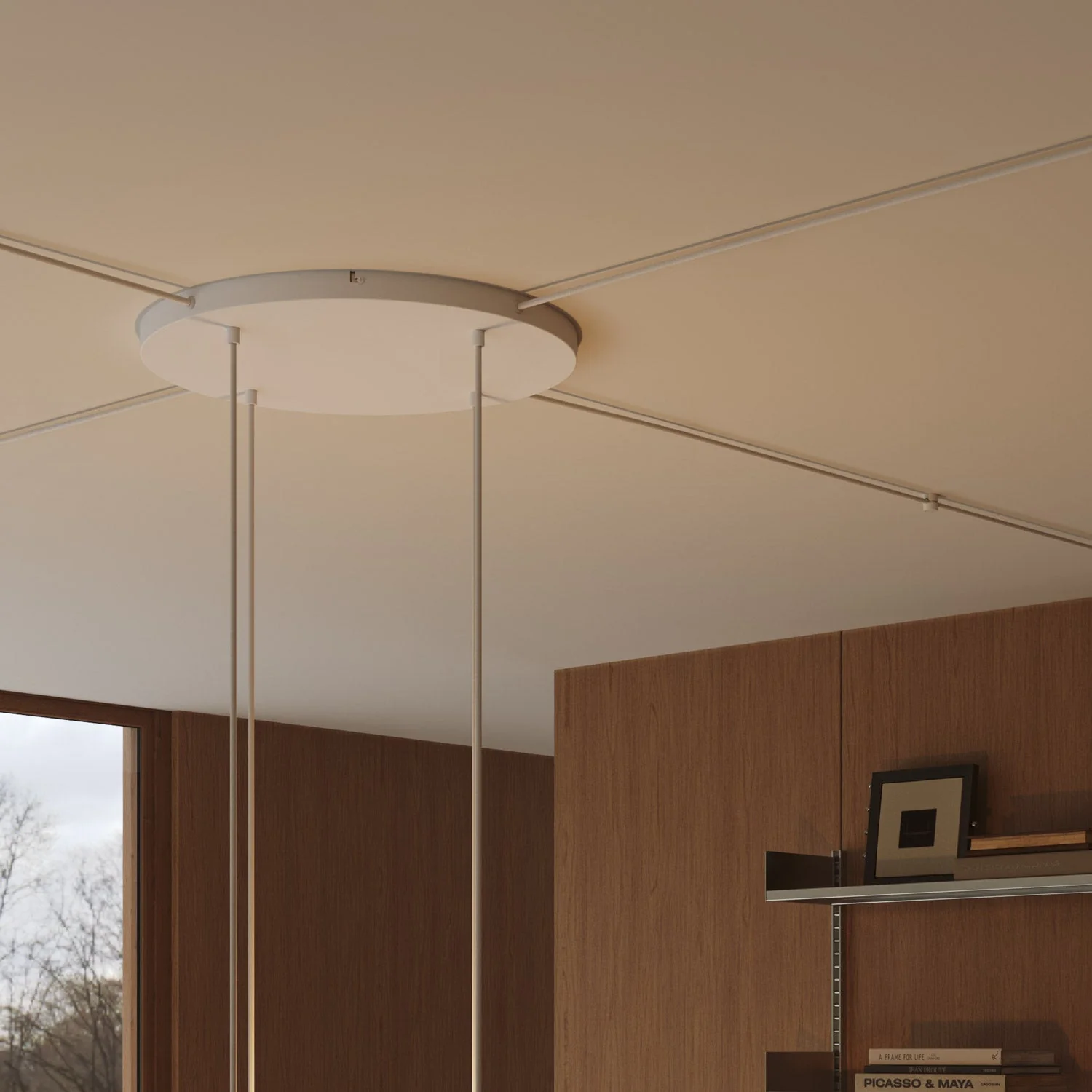 Rosone rotondo in alluminio Ø 50 cm con staffa e cavo di messa a terra, con 4 fori frontali - Bianco Opaco - Image 23