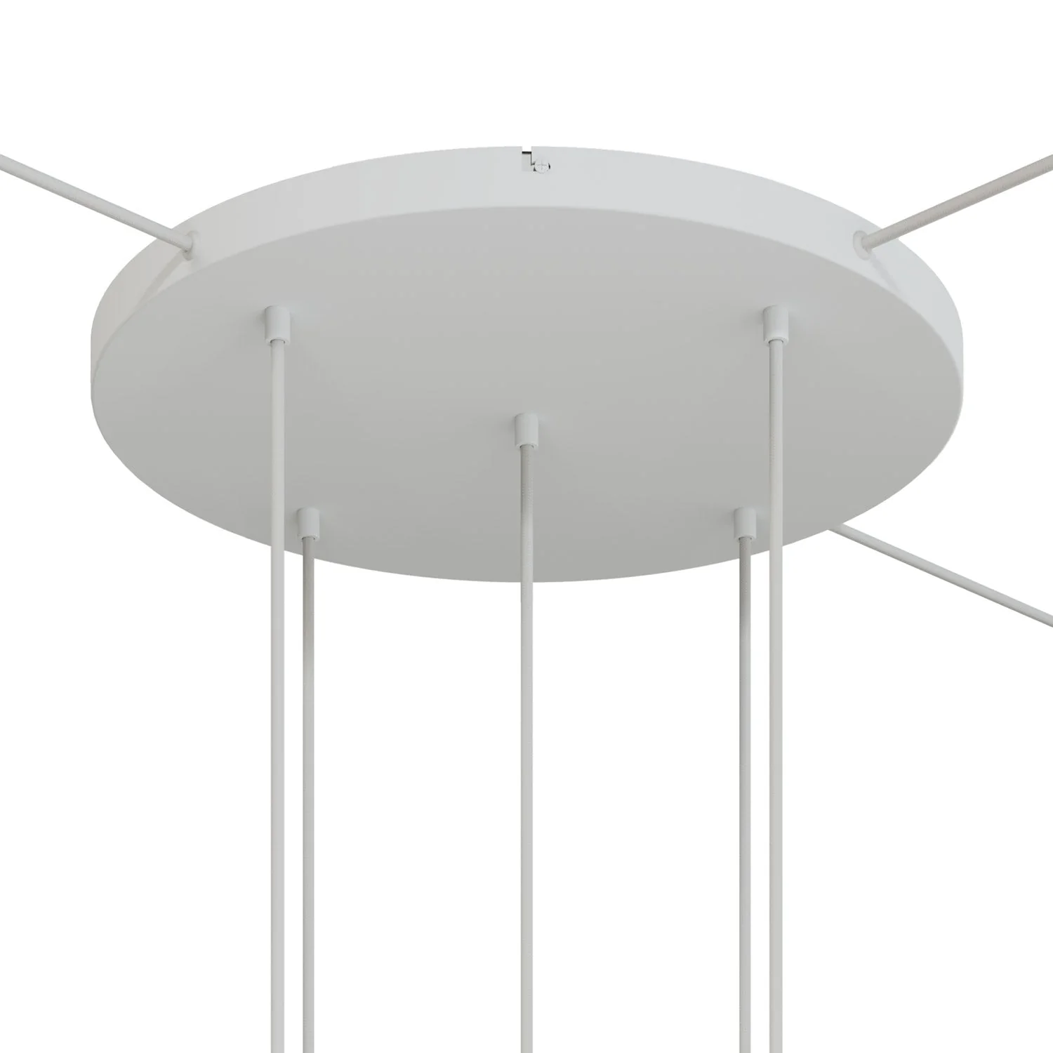 Rosone rotondo in alluminio Ø 50 cm con staffa e cavo di messa a terra, con 5 fori frontali - Bianco Opaco - Image 16