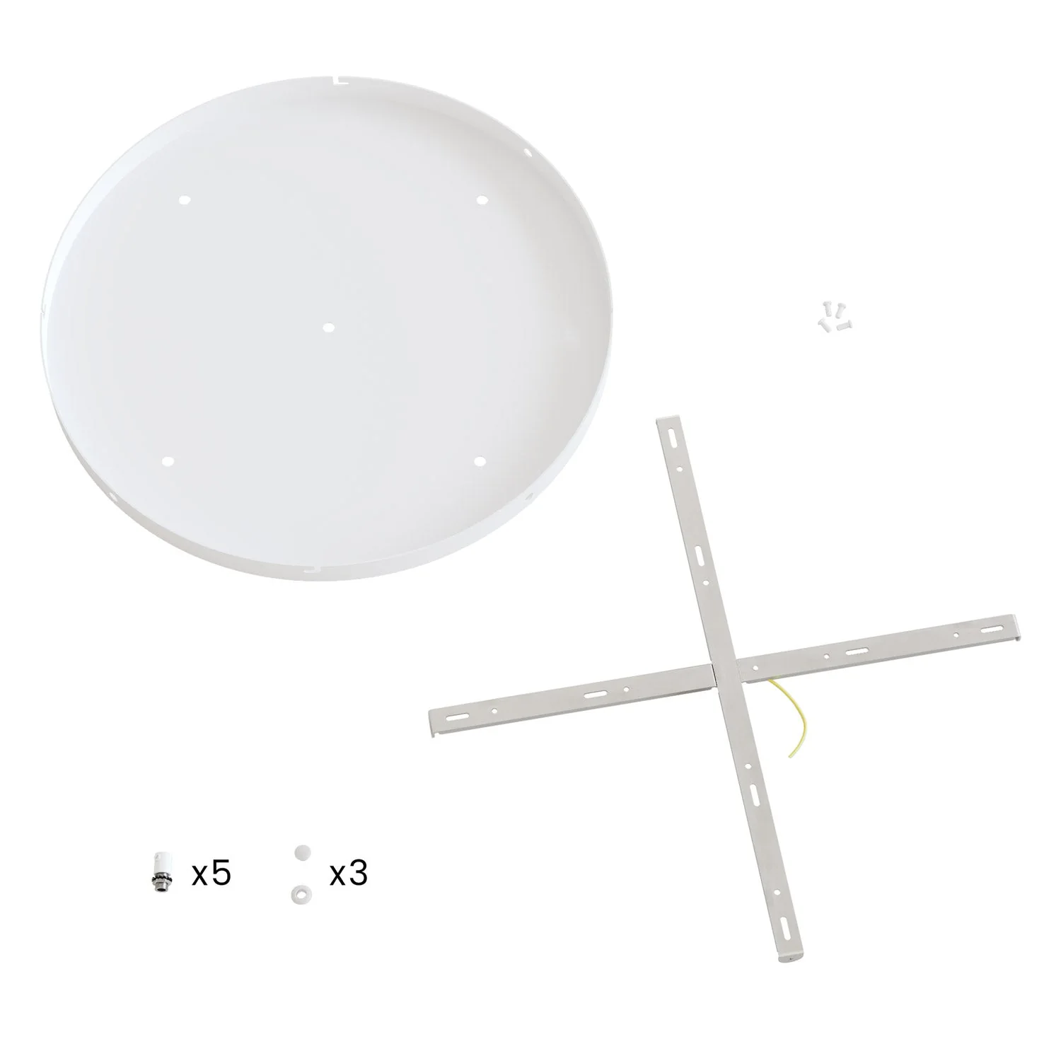 Rosone rotondo in alluminio Ø 50 cm con staffa e cavo di messa a terra, con 5 fori frontali - Bianco Opaco - Image 19