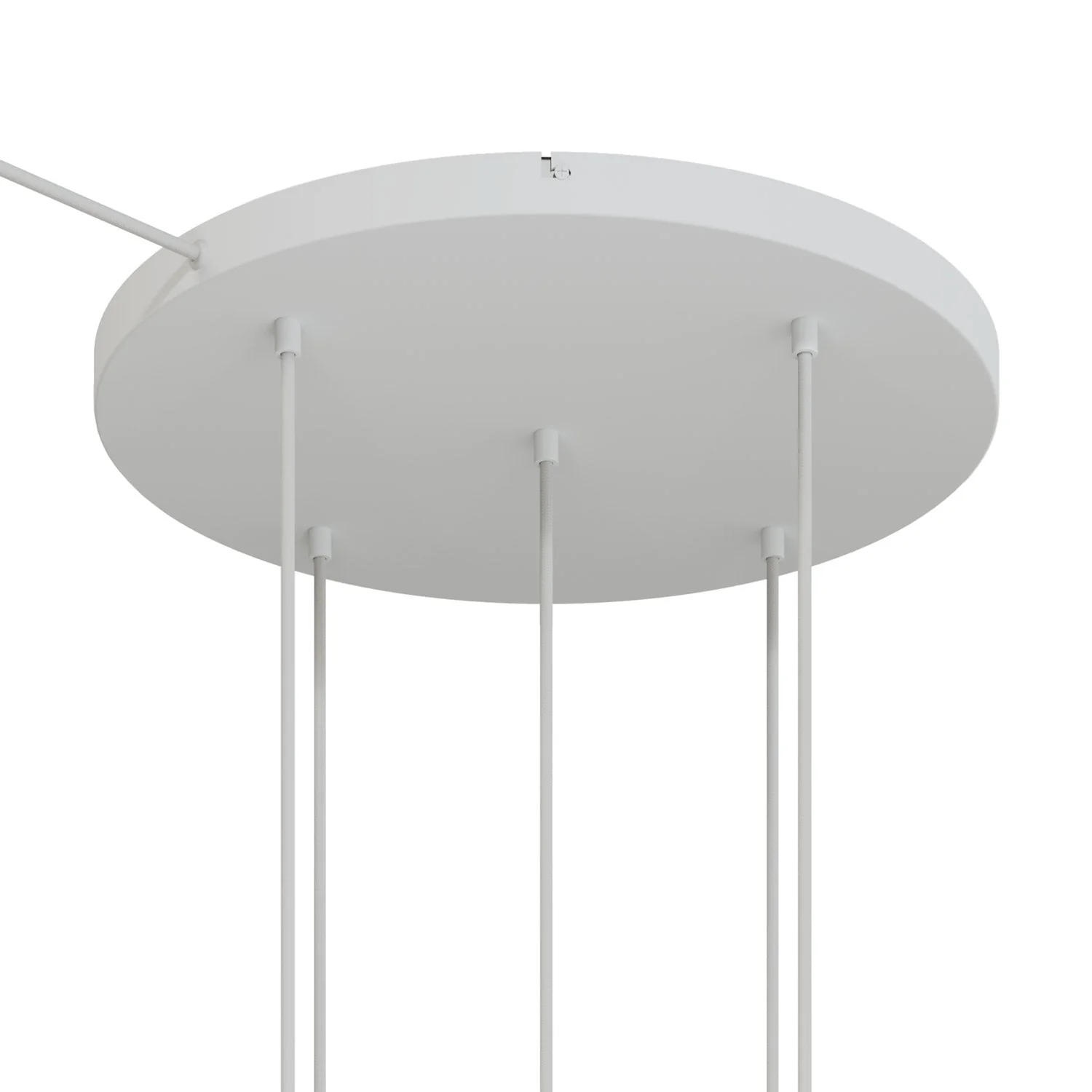 Rosone rotondo in alluminio Ø 50 cm con staffa e cavo di messa a terra, con 5 fori frontali - Bianco Opaco - Image 6