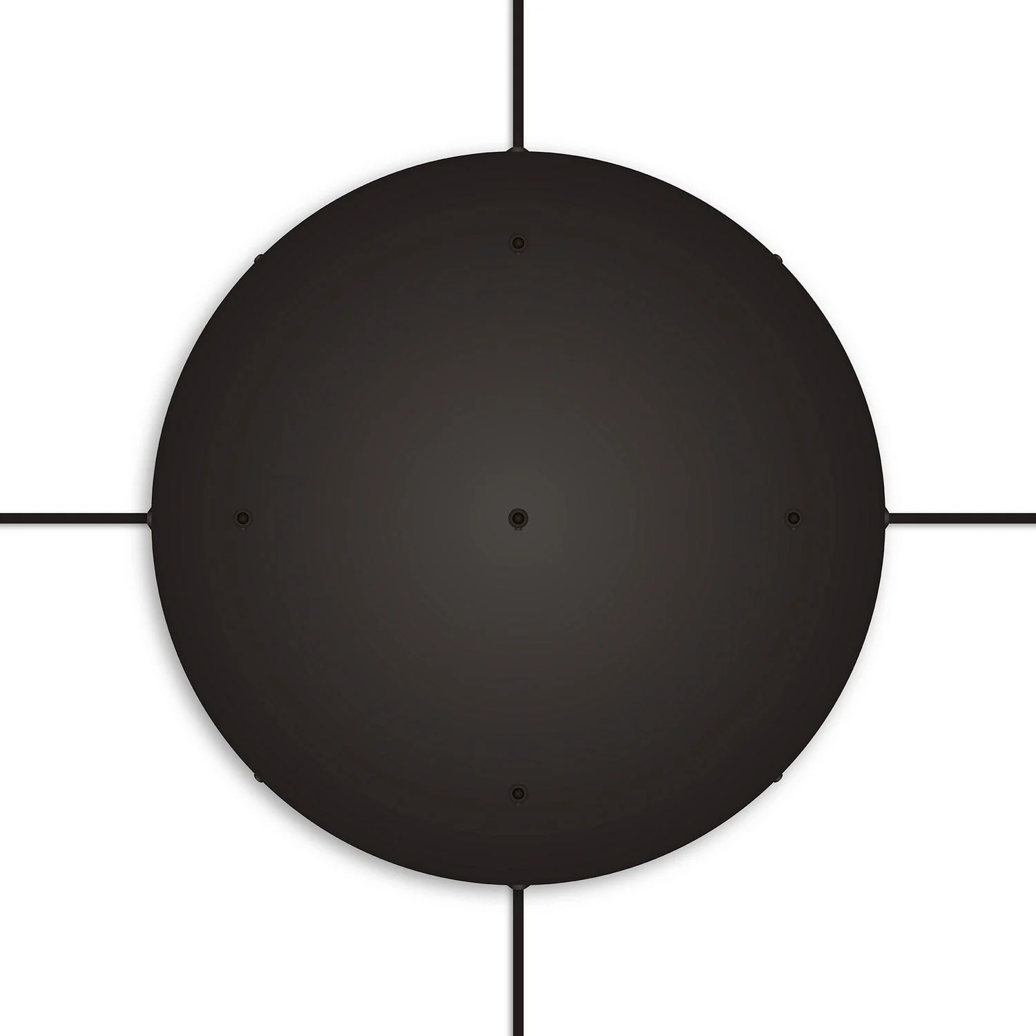 Rosone rotondo in alluminio Ø 50 cm con staffa e cavo di messa a terra, con 5 fori frontali - Nero - Image 22
