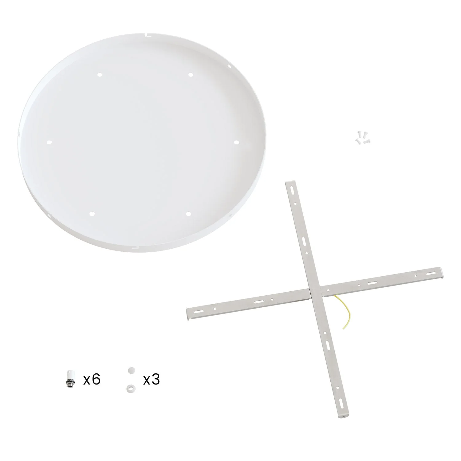 Rosone rotondo in alluminio Ø 50 cm con staffa e cavo di messa a terra, con 6 fori frontali - Bianco Opaco - Image 19
