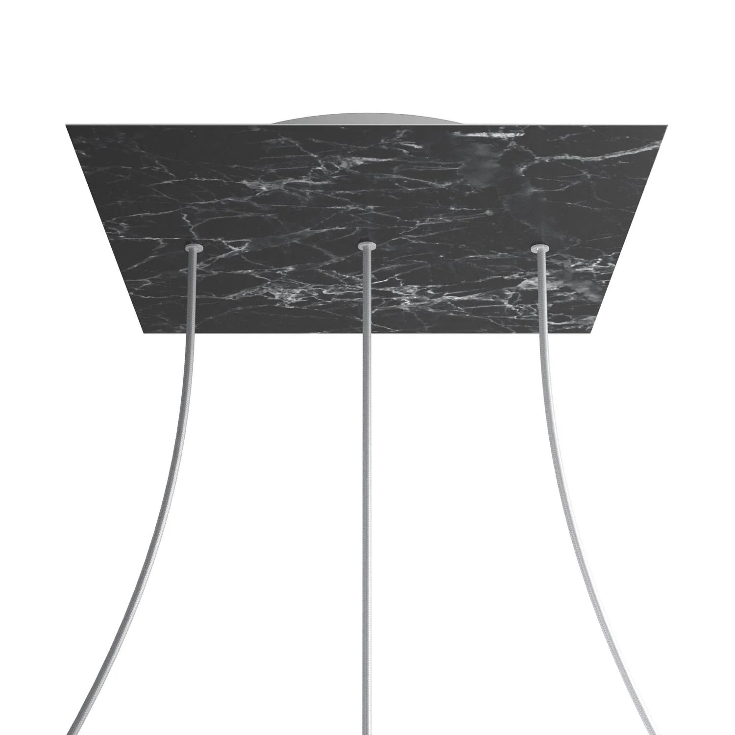 Rosone XXL Rose-One quadrato, 400 mm con 3 fori in linea e 4 fori laterali - Marmo Marquina