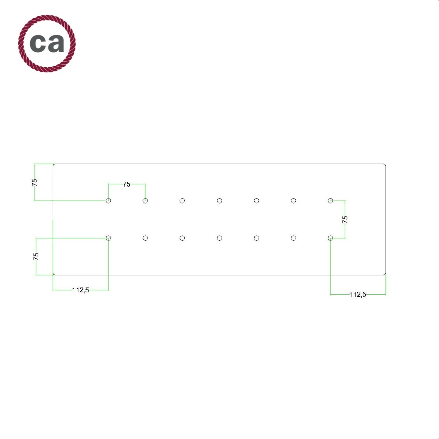 Rosone XXL Rose-One rettangolare a 14 fori e 6 fori laterali, dimensioni 675 x 225 mm - Dibond Rame satinato - Image 6