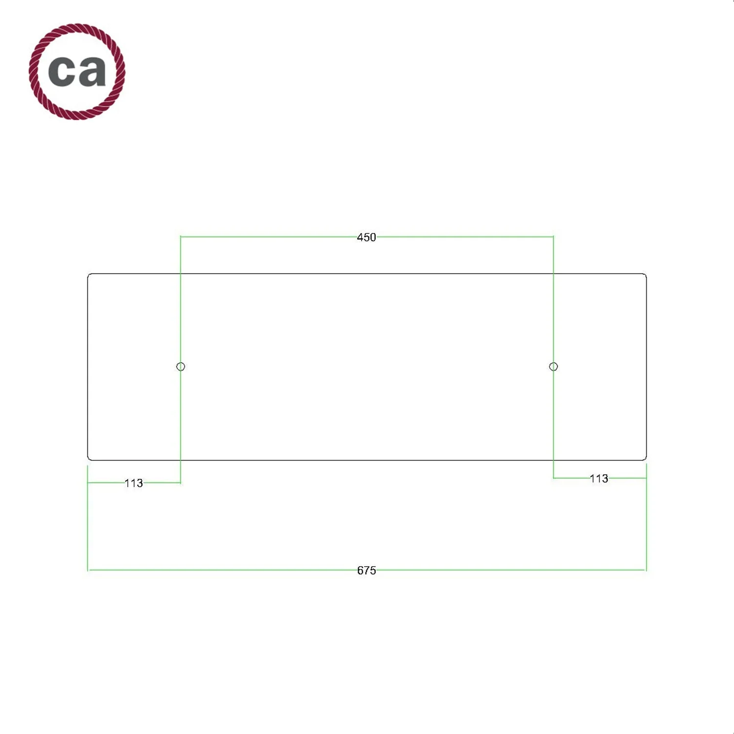 Rosone XXL Rose-One rettangolare a 2 fori e 6 fori laterali, dimensioni 675 x 225 mm - Dibond Nero opaco - Image 6