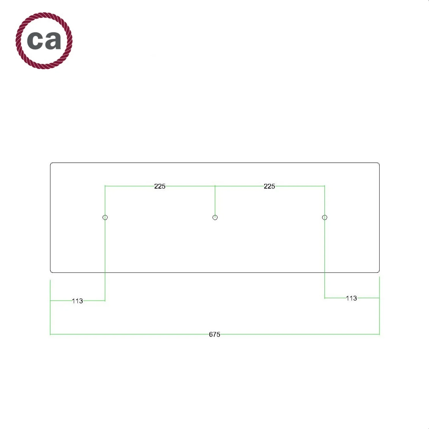 Rosone XXL Rose-One rettangolare a 3 fori in linea e 6 fori laterali, dimensioni 675 x 225 mm - Dibond Rame satinato - Image 6