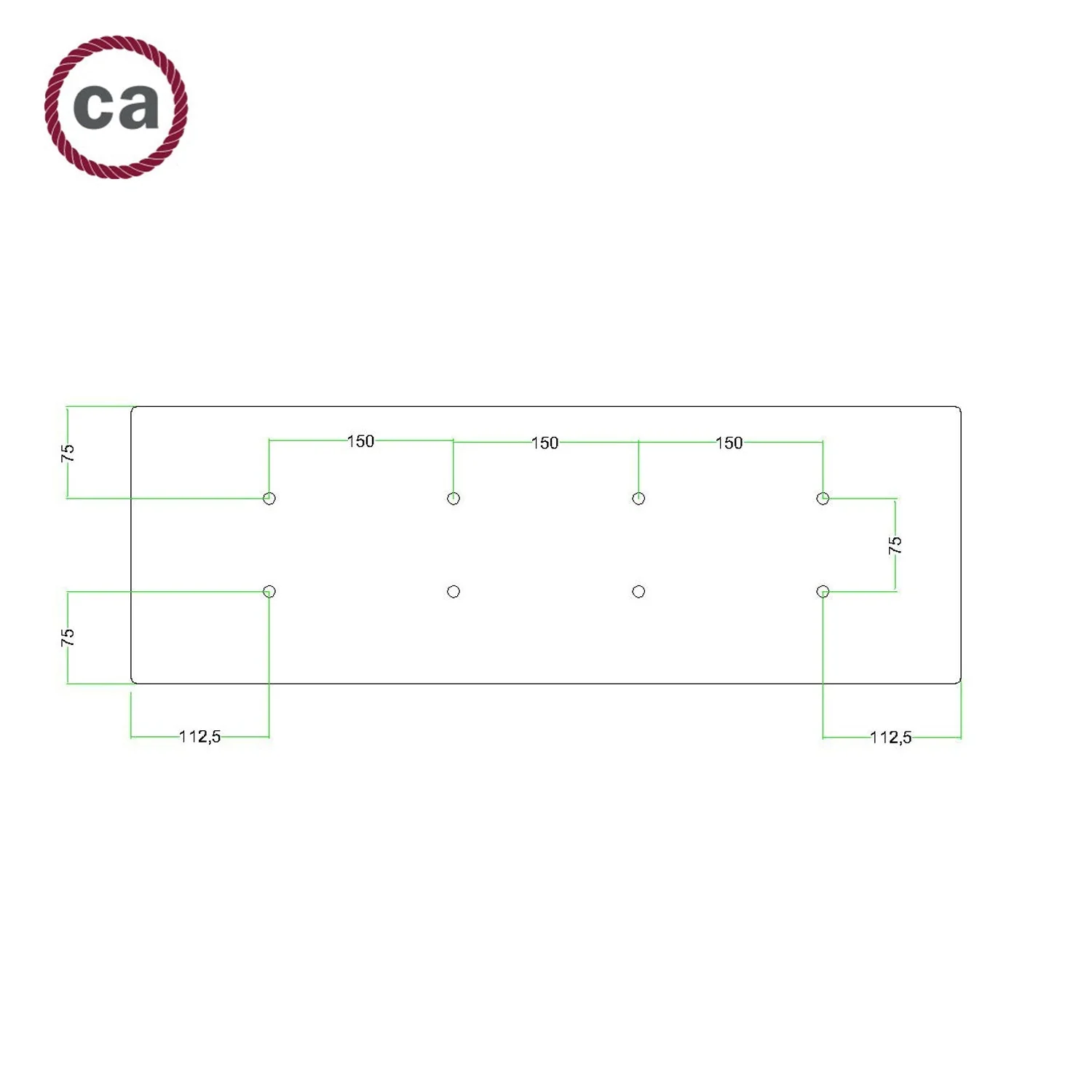 Rosone XXL Rose-One rettangolare a 8 fori e 6 fori laterali, dimensioni 675 x 225 mm - Dibond Nero opaco - Image 6
