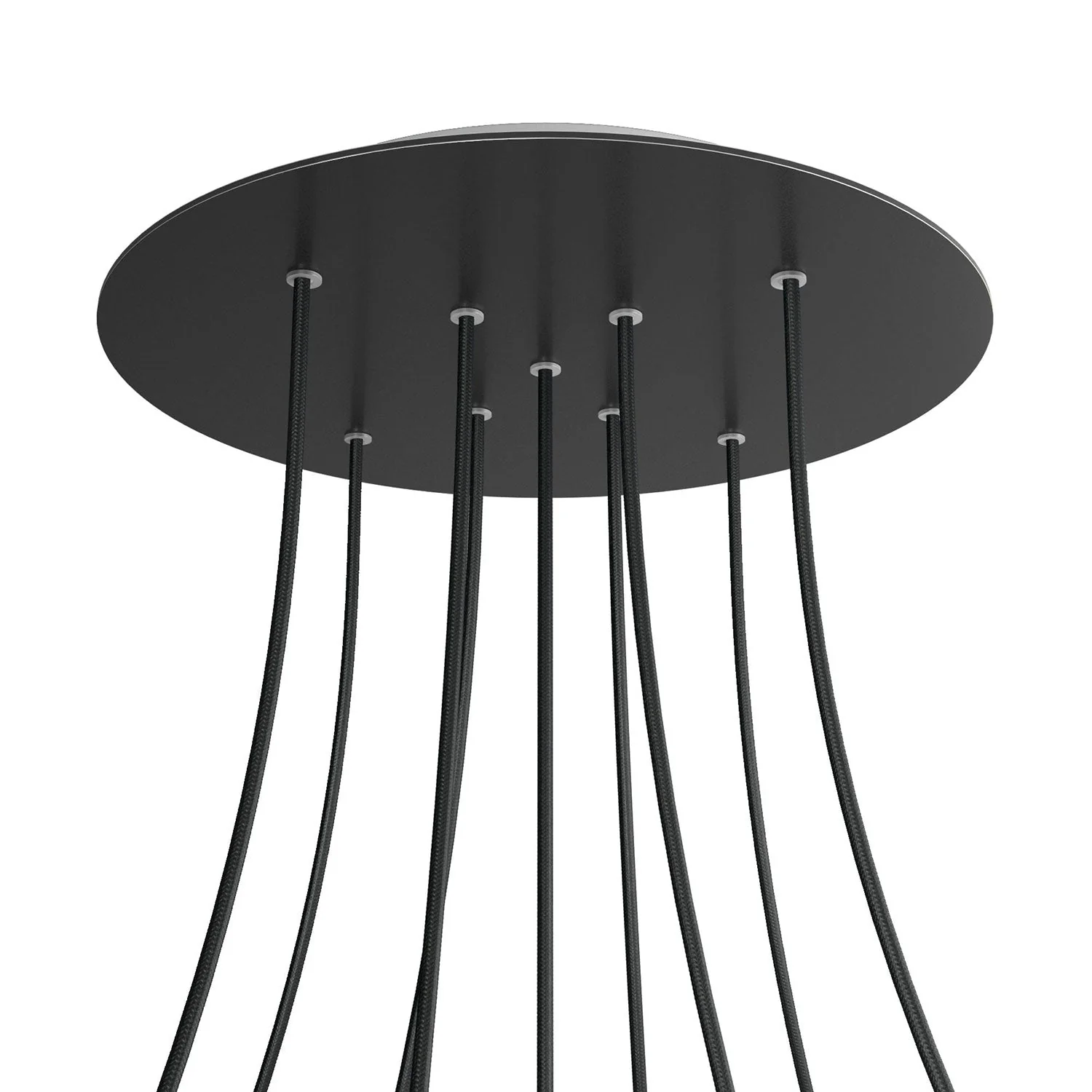 Rosone XXL Rose-One rotondo, diametro 400 mm con 9 fori a X e 4 fori laterali - Nero opaco