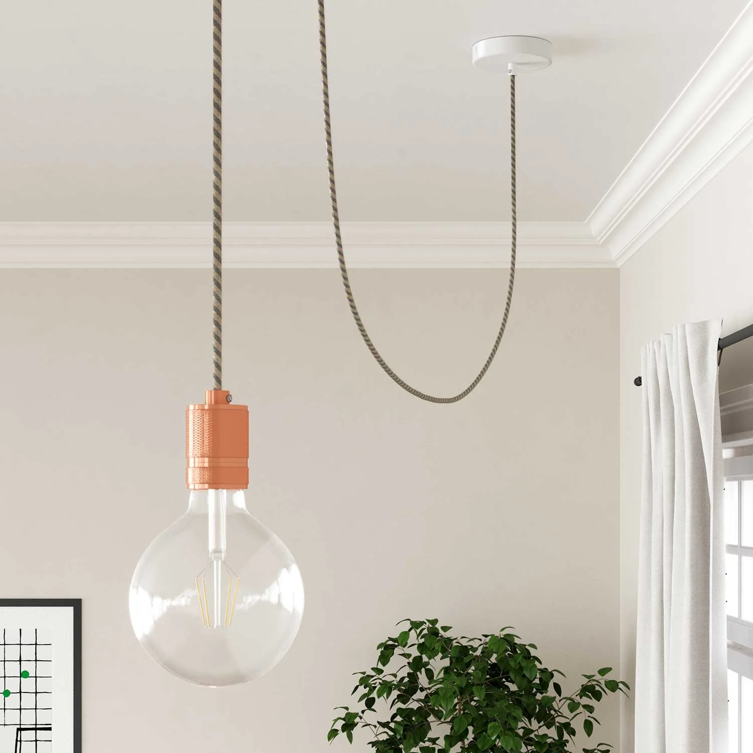 Round Electric Vertigo Cable covered by Cotton and Linen With Copper Thread ERR05 - Image 3