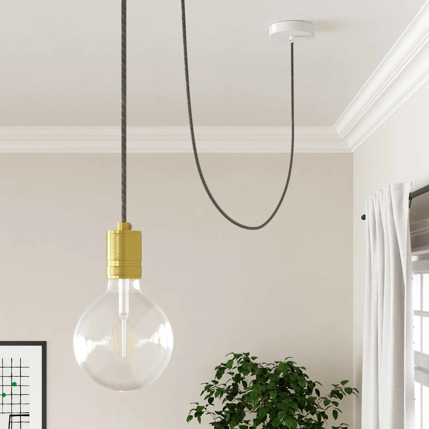 Round Electric Vertigo Cable covered by Eggnog Linen and Cotton ERD22 - Image 3