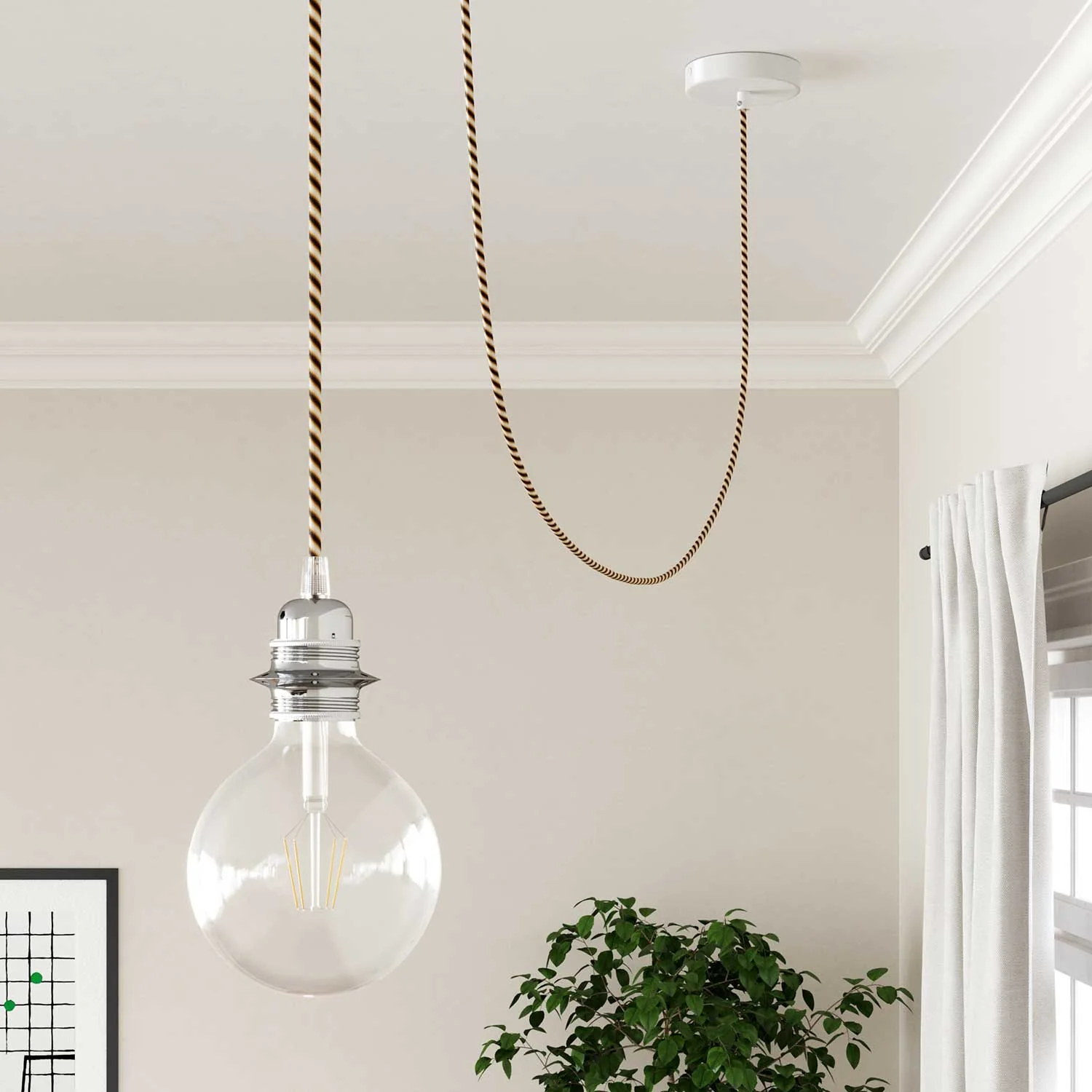 Round Electric Vertigo HD Cable covered by Mr Brown fabric ERM61 - Image 3
