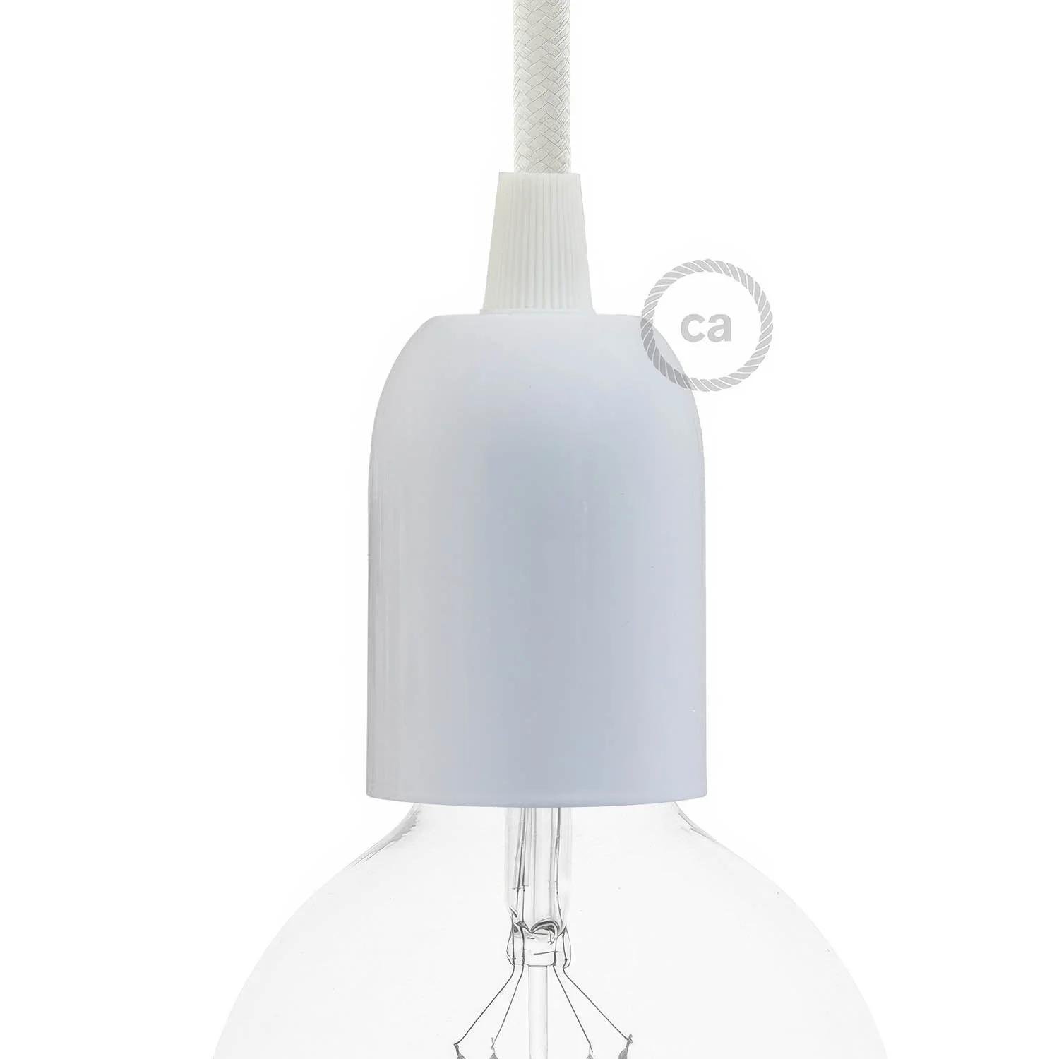 Rounded Top metal E26 light bulb socket kits - Glossy white