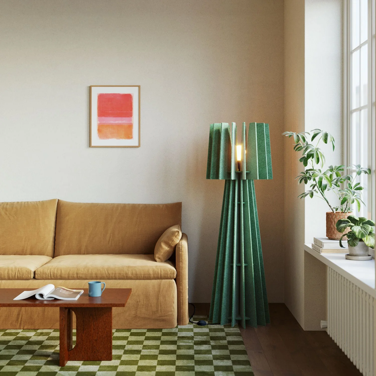 SHHINE - Floor Lamp Made of Sound-Absorbing Material - Green melange - Image 2