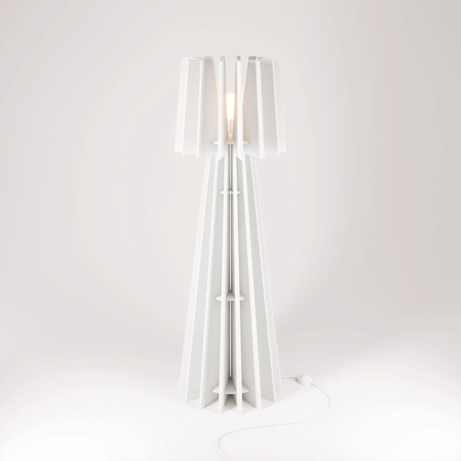 SHHINE lampada da terra in materiale fonoassorbente e spina UK - Bianco melange