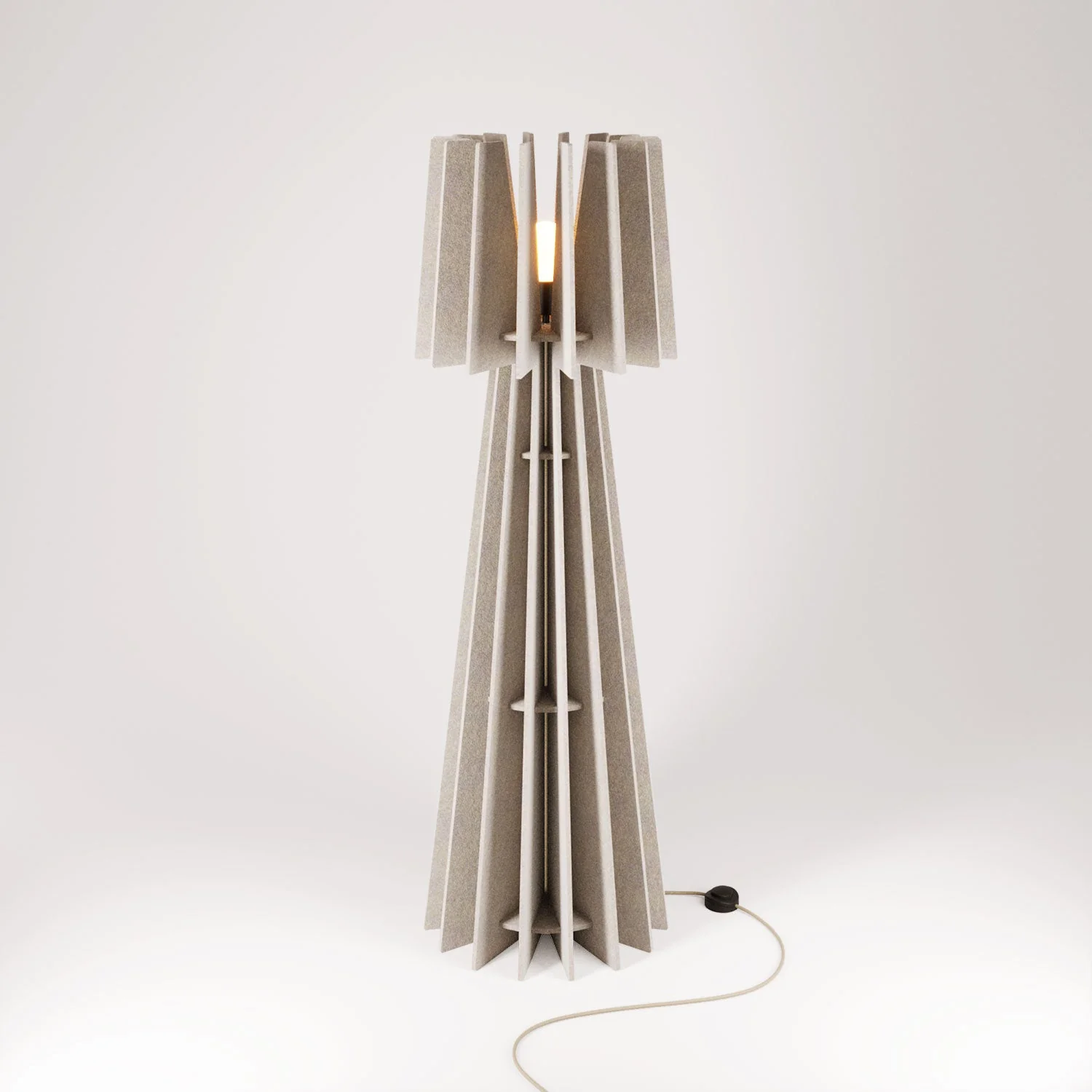 SHHINE lampada da terra in materiale fonoassorbente e spina UK - Tortora melange