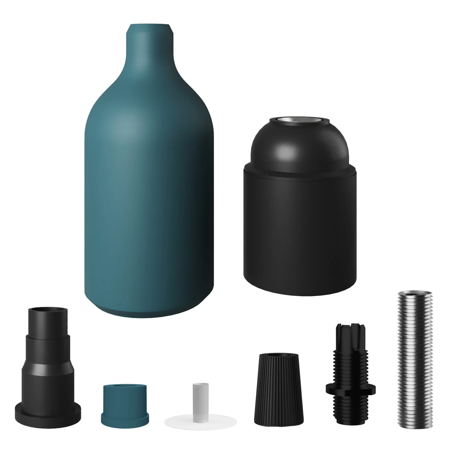 Silicone E26 socket kit with hidden cable clamp - Petrol - Image 2