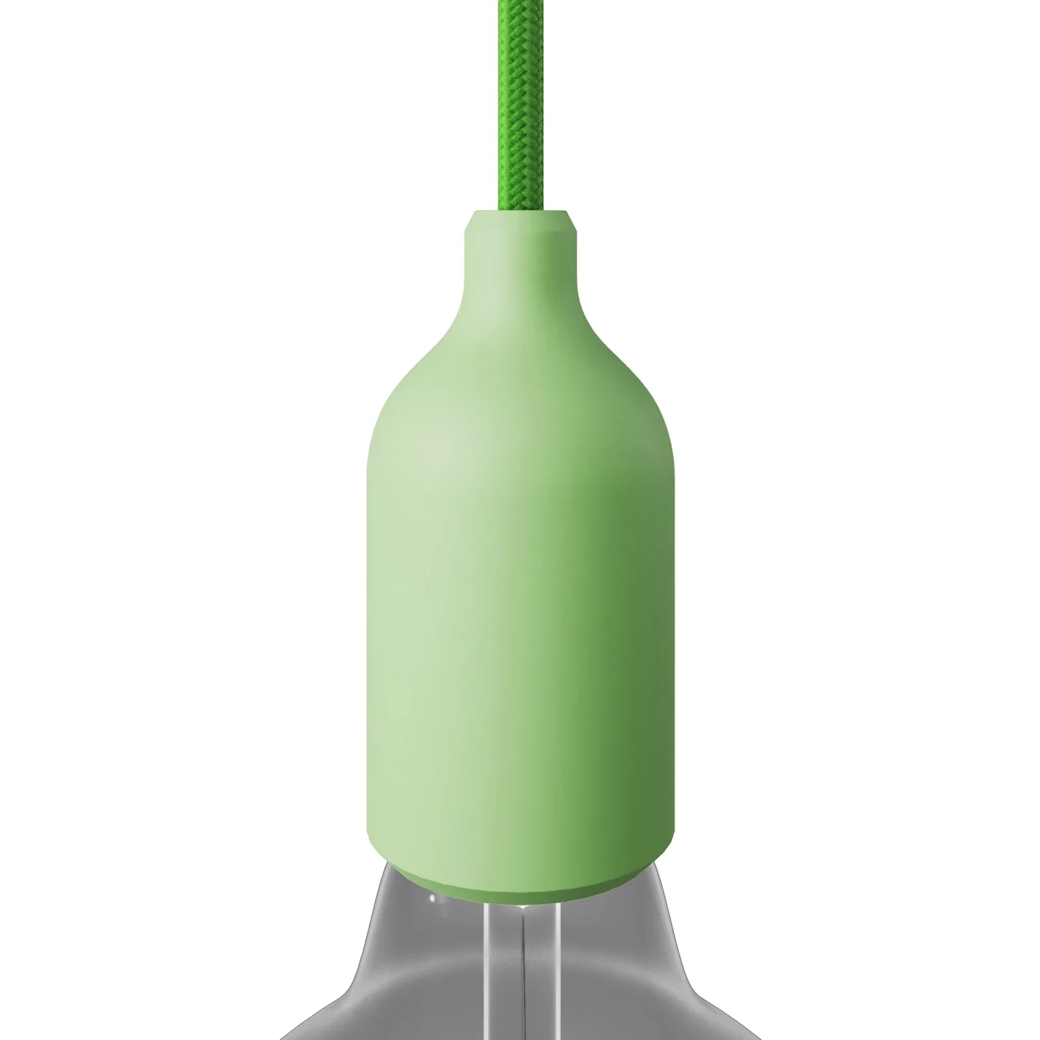 Silicone E26 socket kit with hidden cable clamp - Soft green