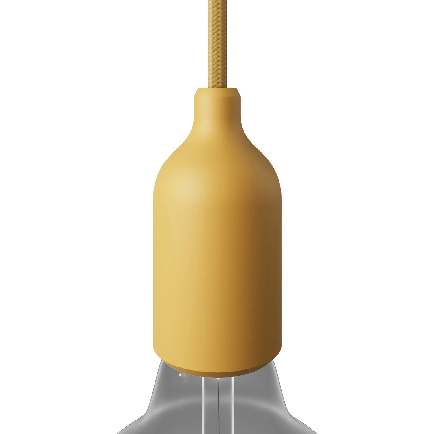 Silicone E26 socket kit with hidden cable clamp - Yellow mustard