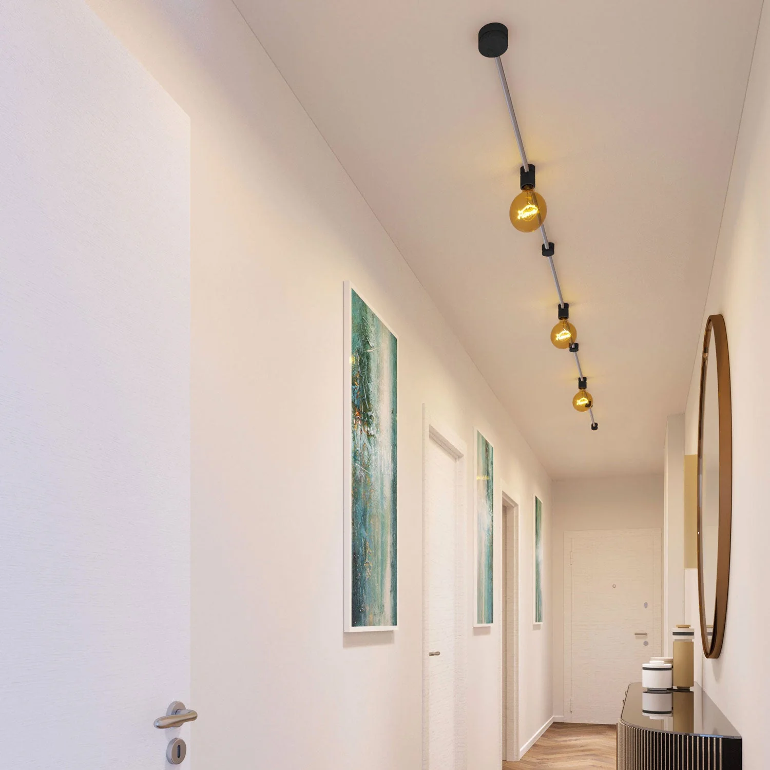 Sistema Filé Linear Kit - con cavo CM02 di 5 m per catenaria e 7 componenti in legno verniciato nero per interni - Image 2