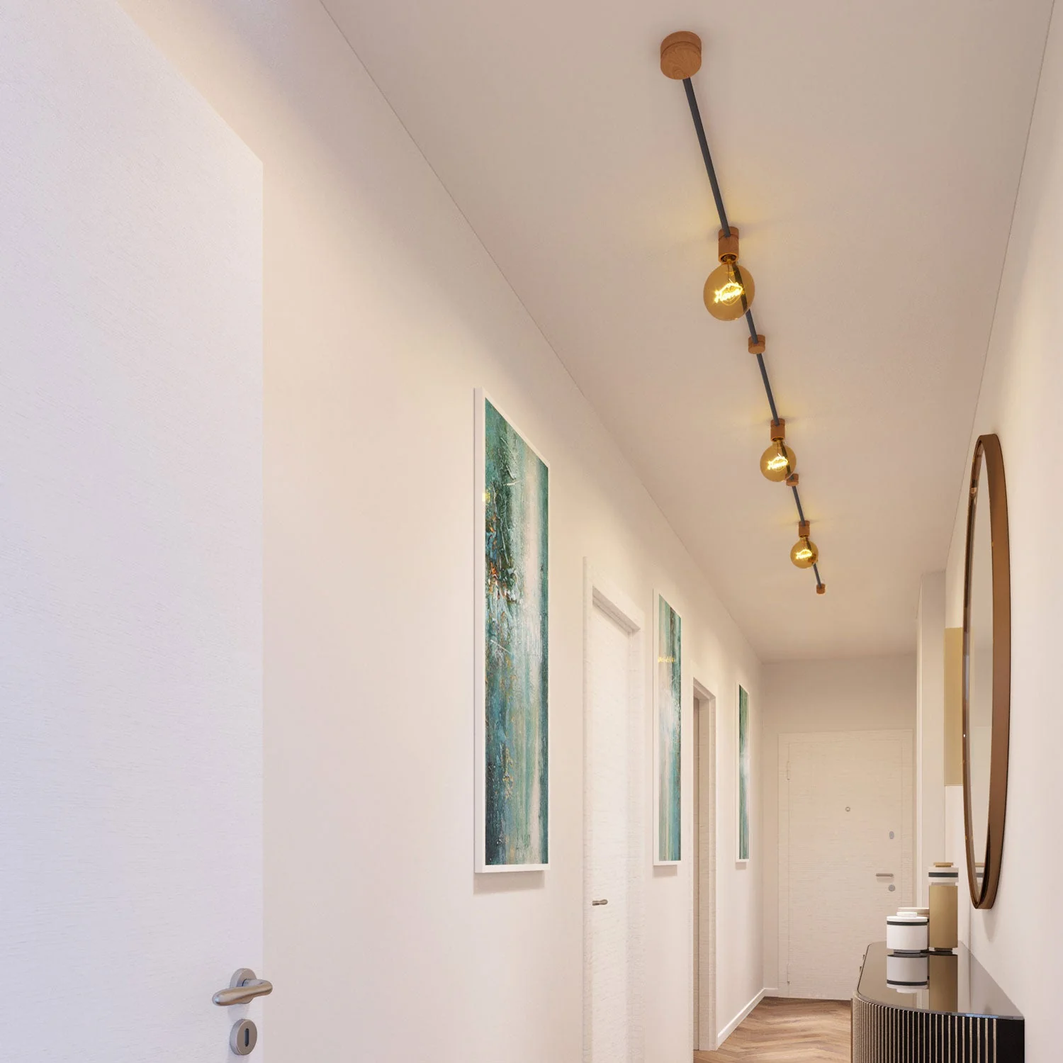 Sistema Filé Linear Kit - con cavo CM03 di 5 m per catenaria e 7 componenti in legno per interni - Image 2