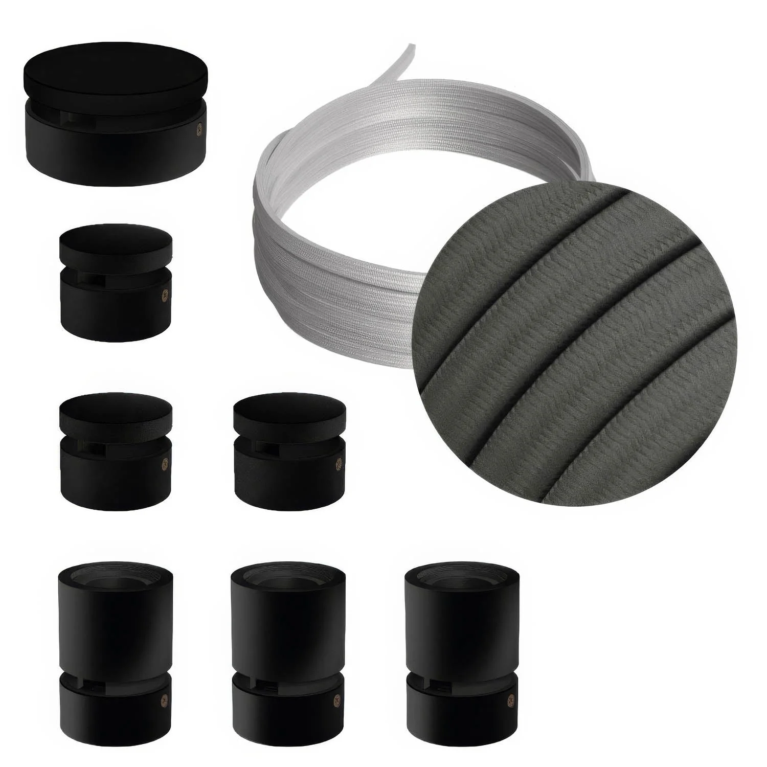 Sistema Filé Linear Kit - con cavo CM03 di 5 m per catenaria e 7 componenti in legno verniciato nero per interni