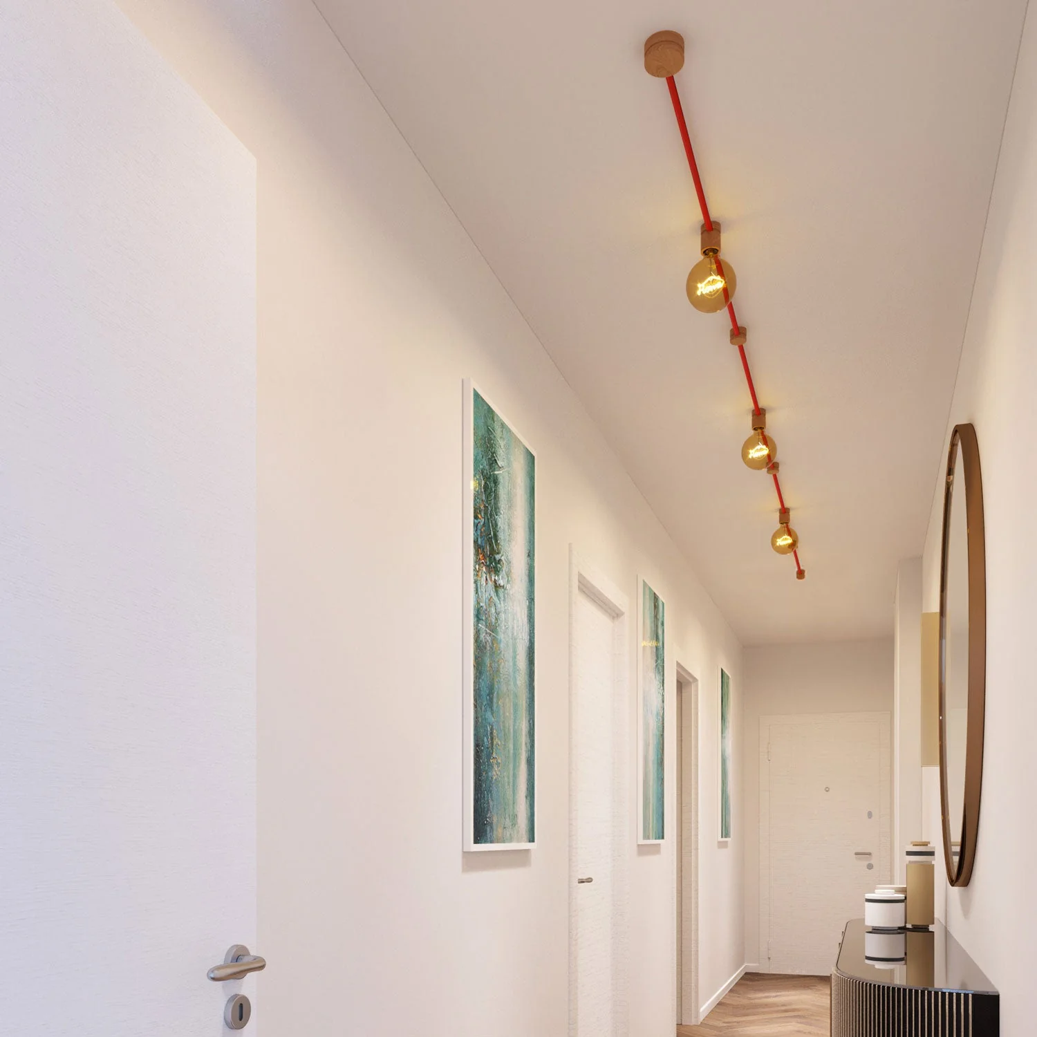 Sistema Filé Linear Kit - con cavo CM09 di 5 m per catenaria e 7 componenti in legno per interni - Image 2