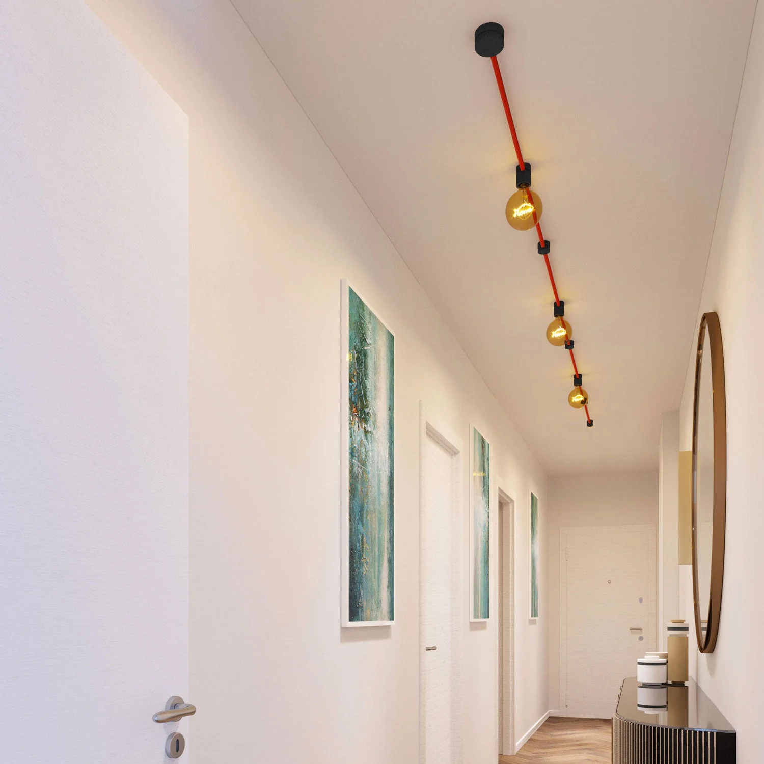 Sistema Filé Linear Kit - con cavo CM09 di 5 m per catenaria e 7 componenti in legno verniciato nero per interni - Image 2
