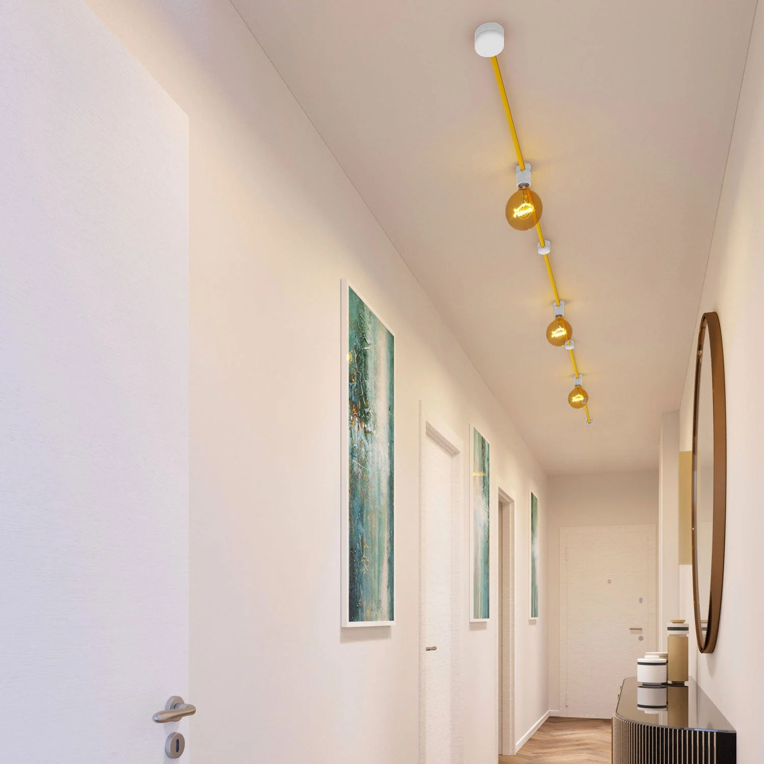 Sistema Filé Linear Kit - con cavo CM10 di 5 m per catenaria e 7 componenti in legno verniciato bianco per interni - Image 2
