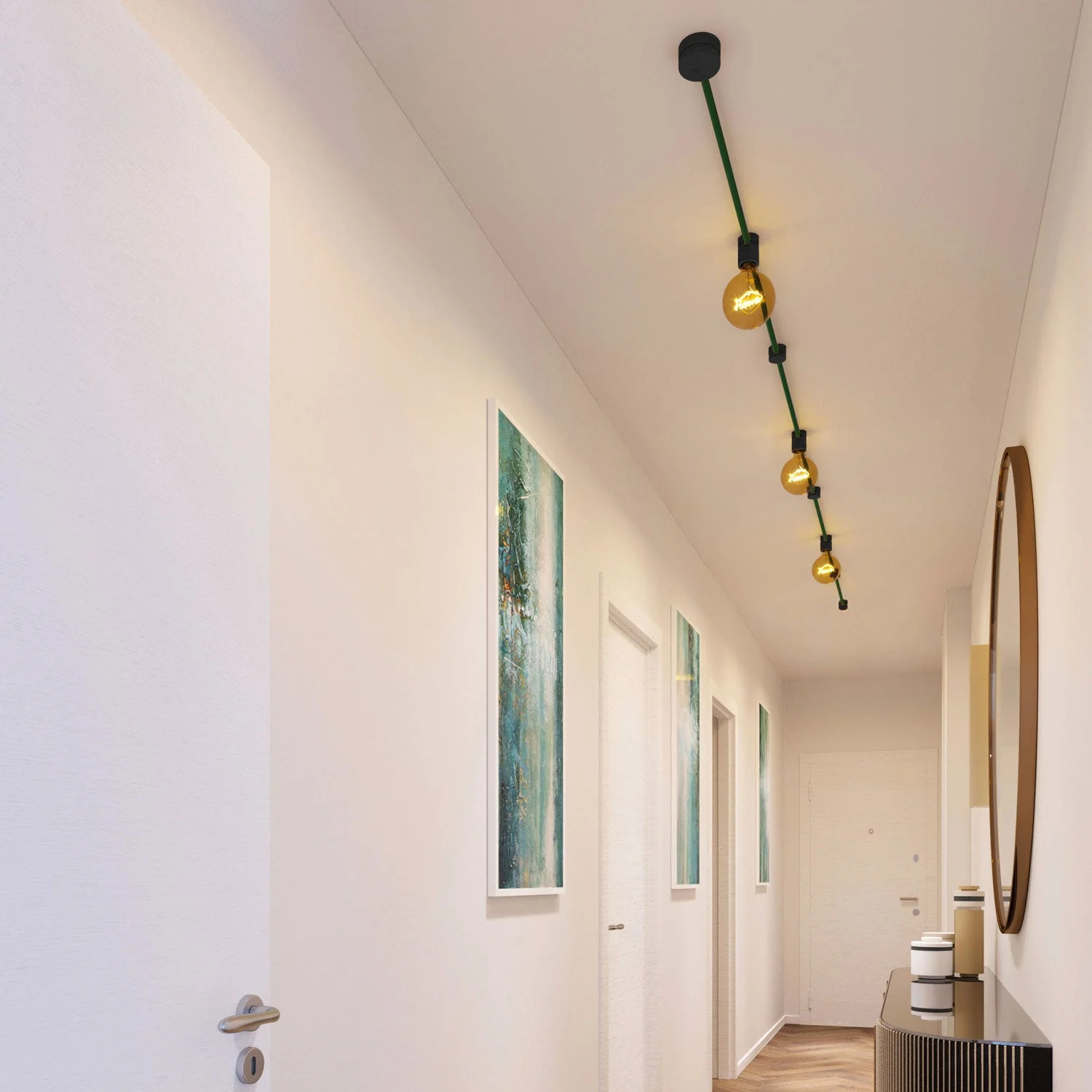 Sistema Filé Linear Kit - con cavo CM21 di 5 m per catenaria e 7 componenti in legno verniciato nero per interni - Image 2
