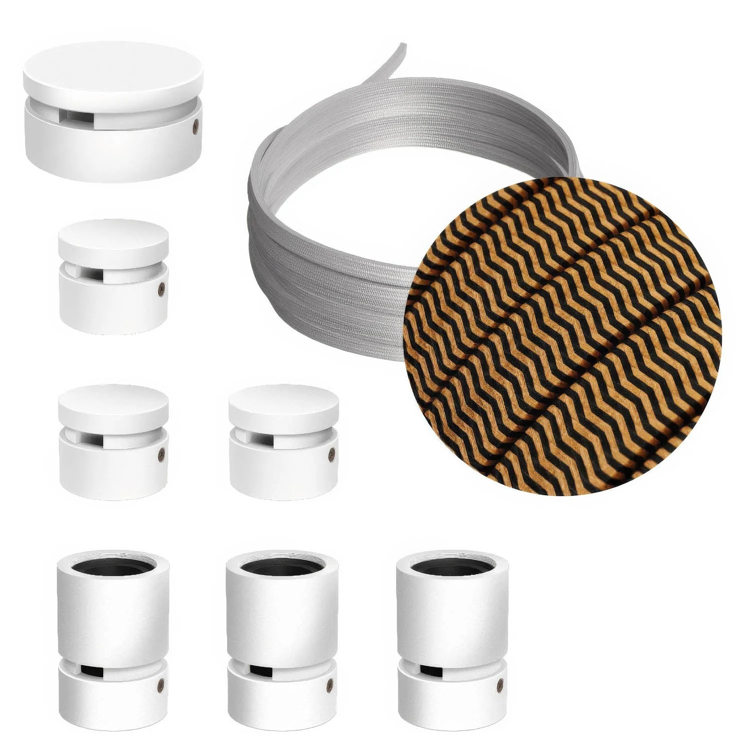 Sistema Filé Linear Kit - con cavo CZ22 di 5 m per catenaria e 7 componenti in legno verniciato bianco per interni