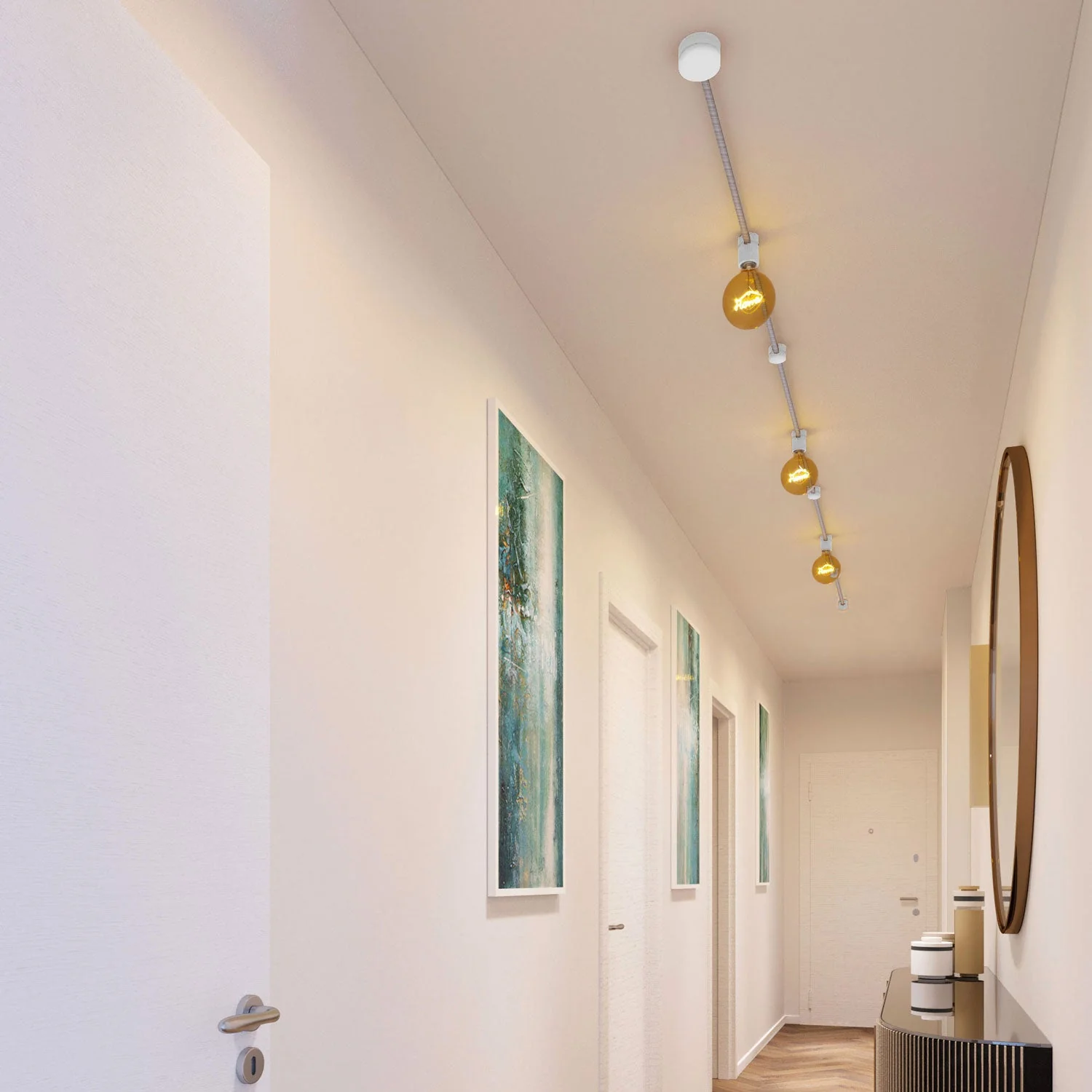 Sistema Filé Linear Kit - con cavo ECC37 di 5 m per catenaria e 7 componenti in legno verniciato bianco per interni - Image 2