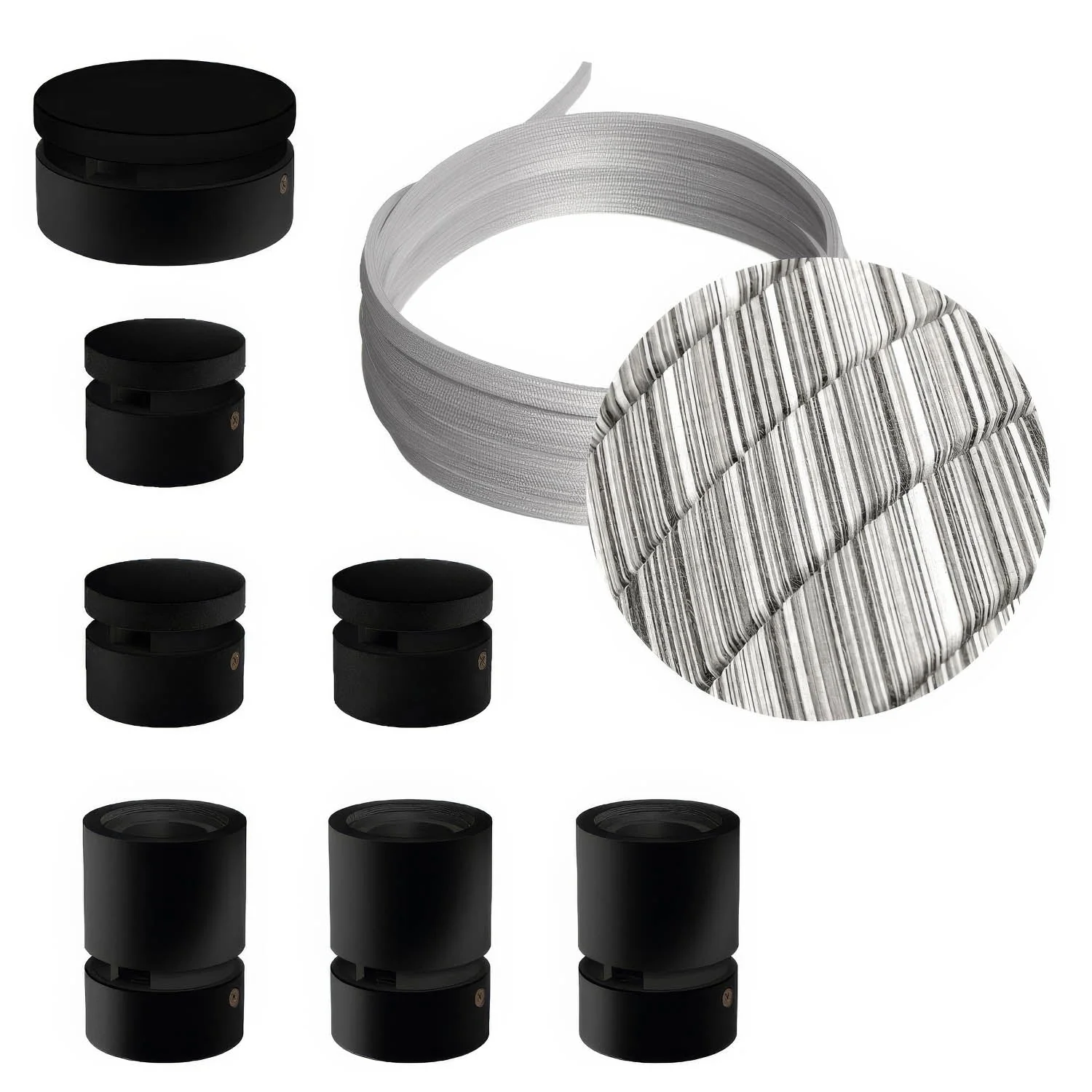 Sistema Filé Linear Kit - con cavo ECC37 di 5 m per catenaria e 7 componenti in legno verniciato nero per interni