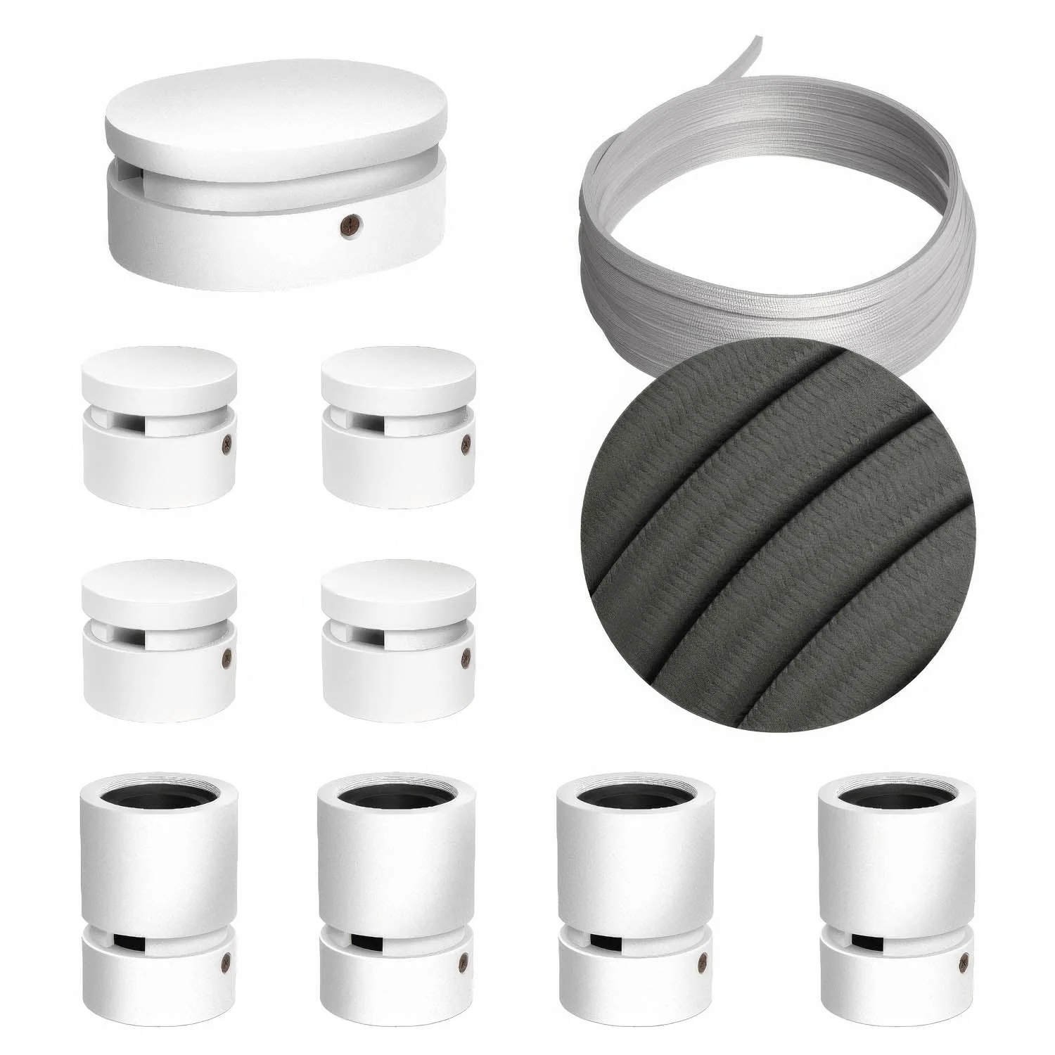 Sistema Filé Symmetric Kit - con cavo CM03 di 5 m per catenaria e 9 componenti in legno verniciato bianco per interni