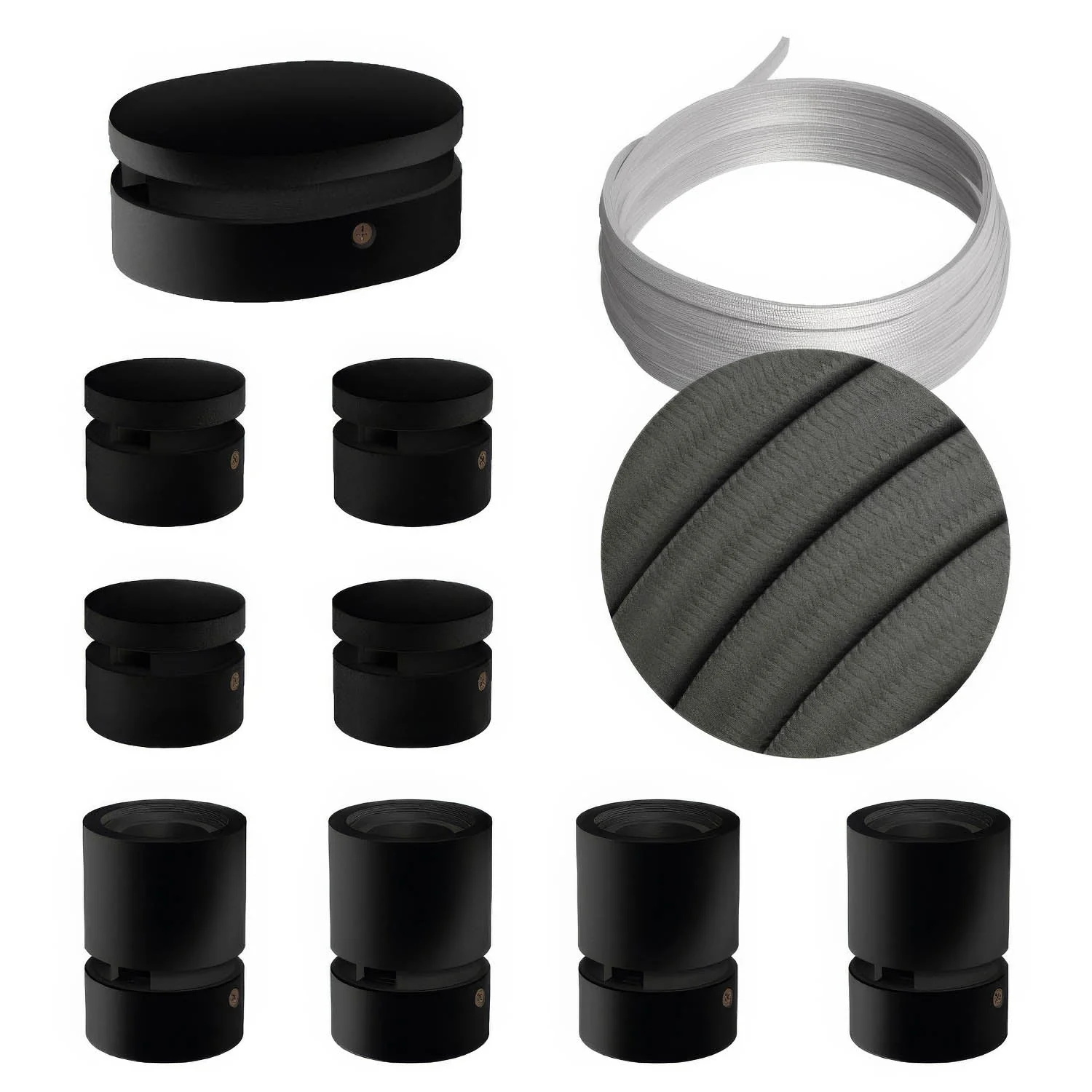 Sistema Filé Symmetric Kit - con cavo CM03 di 5 m per catenaria e 9 componenti in legno verniciato nero per interni