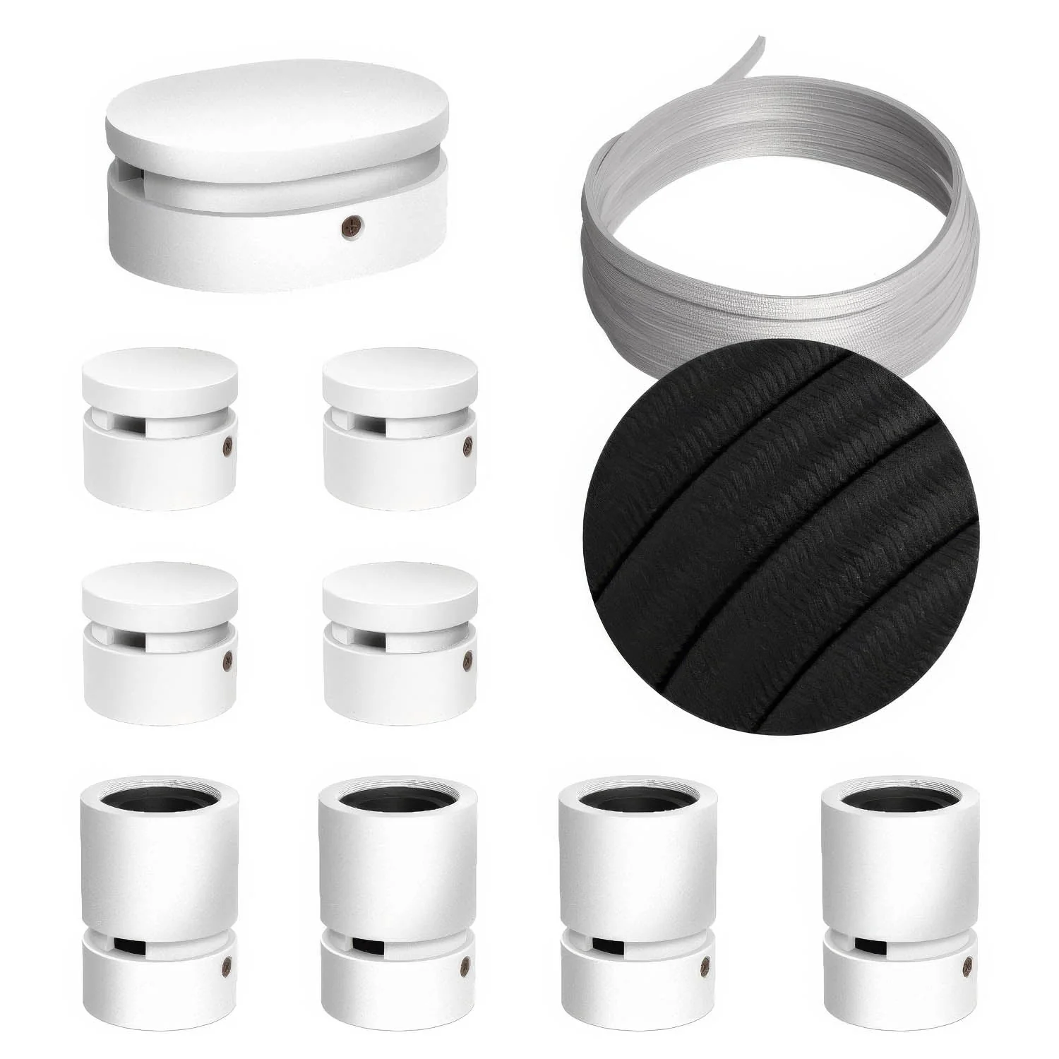 Sistema Filé Symmetric Kit - con cavo CM04 di 5 m per catenaria e 9 componenti in legno verniciato bianco per interni