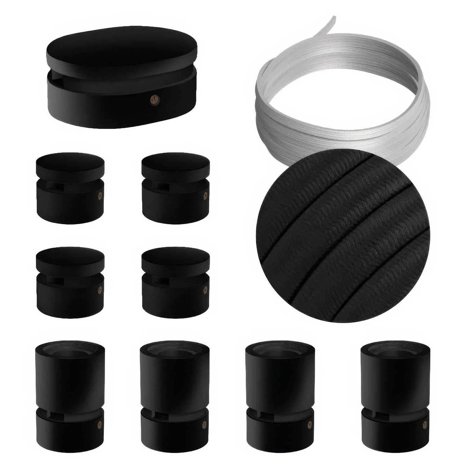 Sistema Filé Symmetric Kit - con cavo CM04 di 5 m per catenaria e 9 componenti in legno verniciato nero per interni