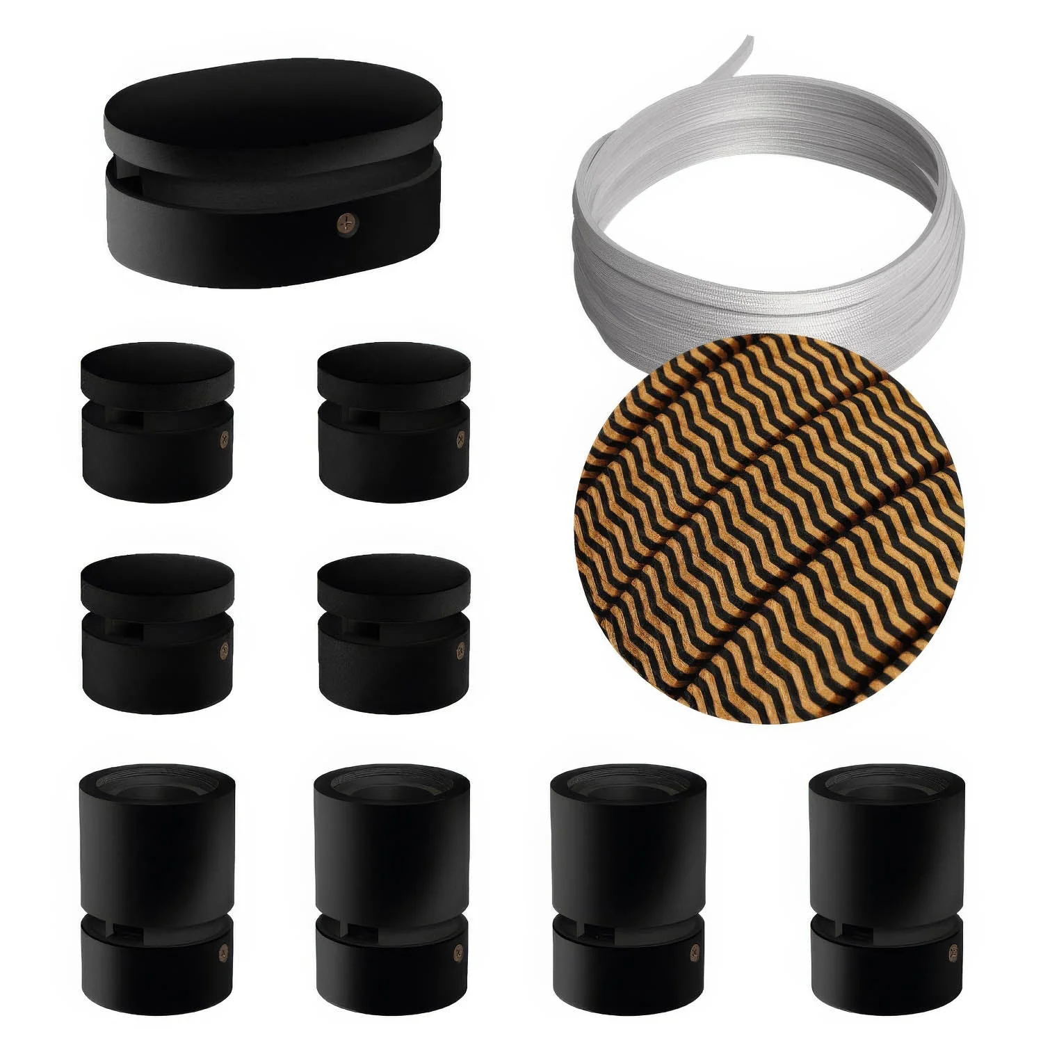 Sistema Filé Symmetric Kit - con cavo CZ22 di 5 m per catenaria e 9 componenti in legno verniciato nero per interni