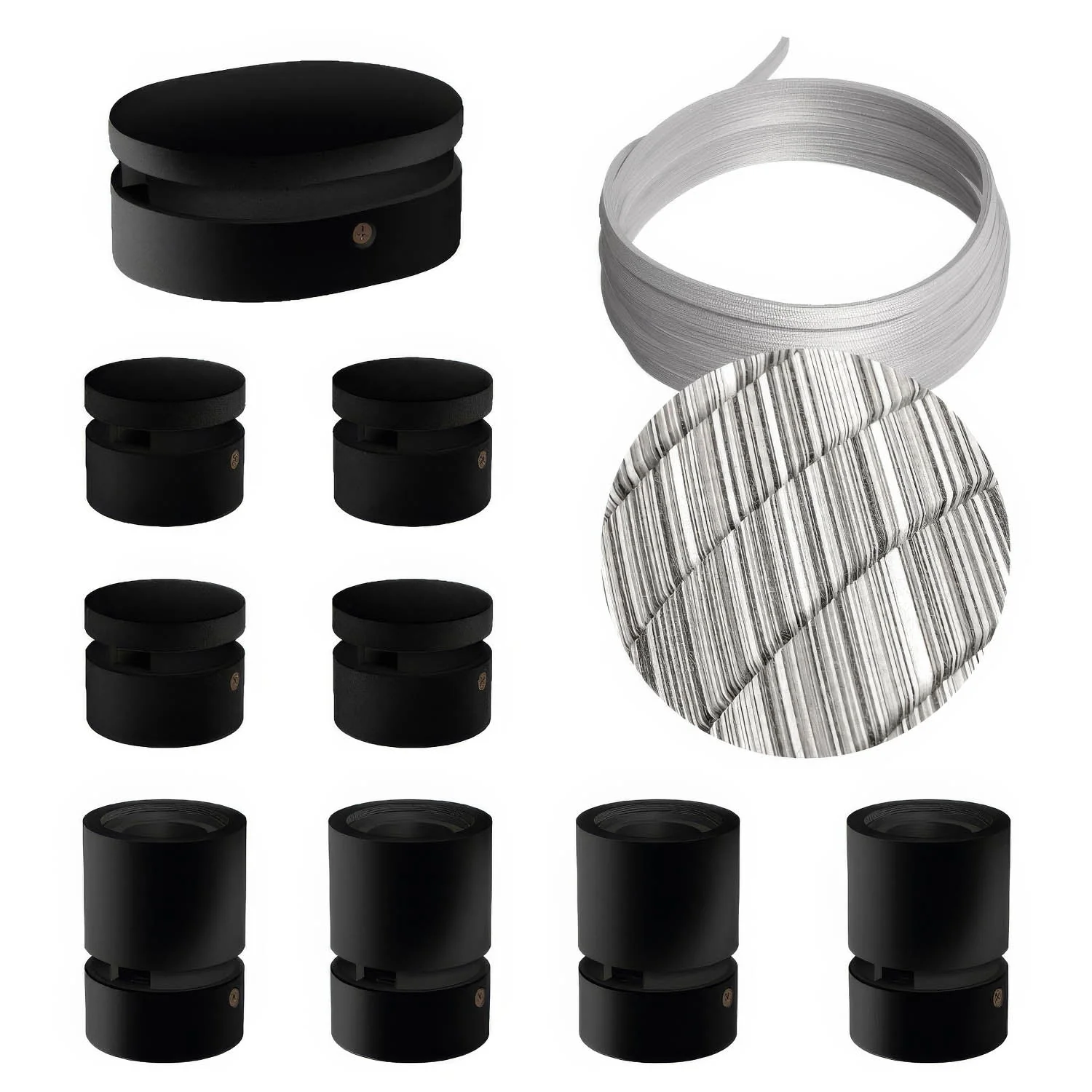 Sistema Filé Symmetric Kit - con cavo ECC37 di 5 m per catenaria e 9 componenti in legno verniciato nero per interni
