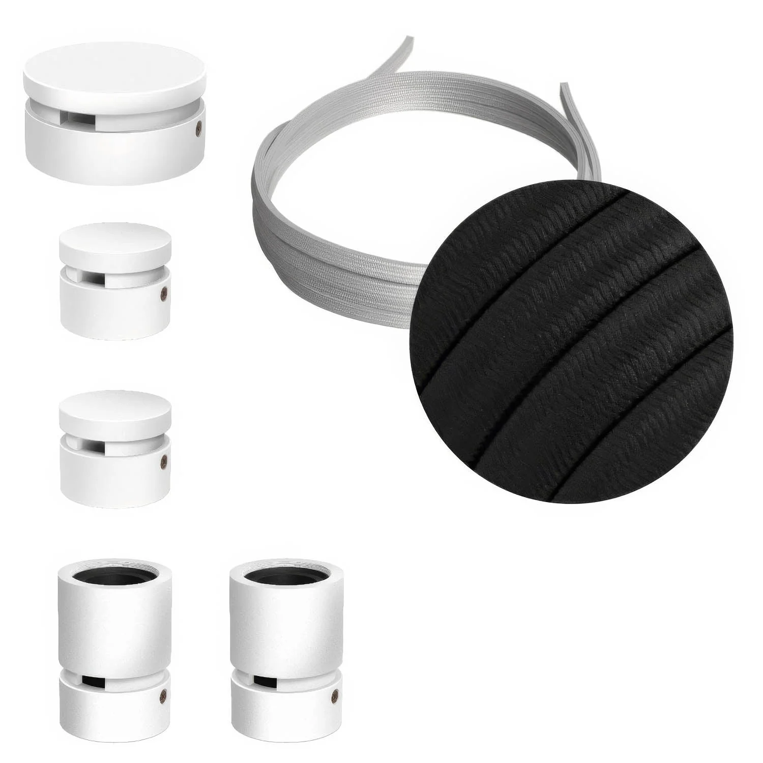 Sistema Filé Wiggle Kit - con cavo CM04 di 3 m per catenaria e 5 componenti in legno verniciato bianco per interni