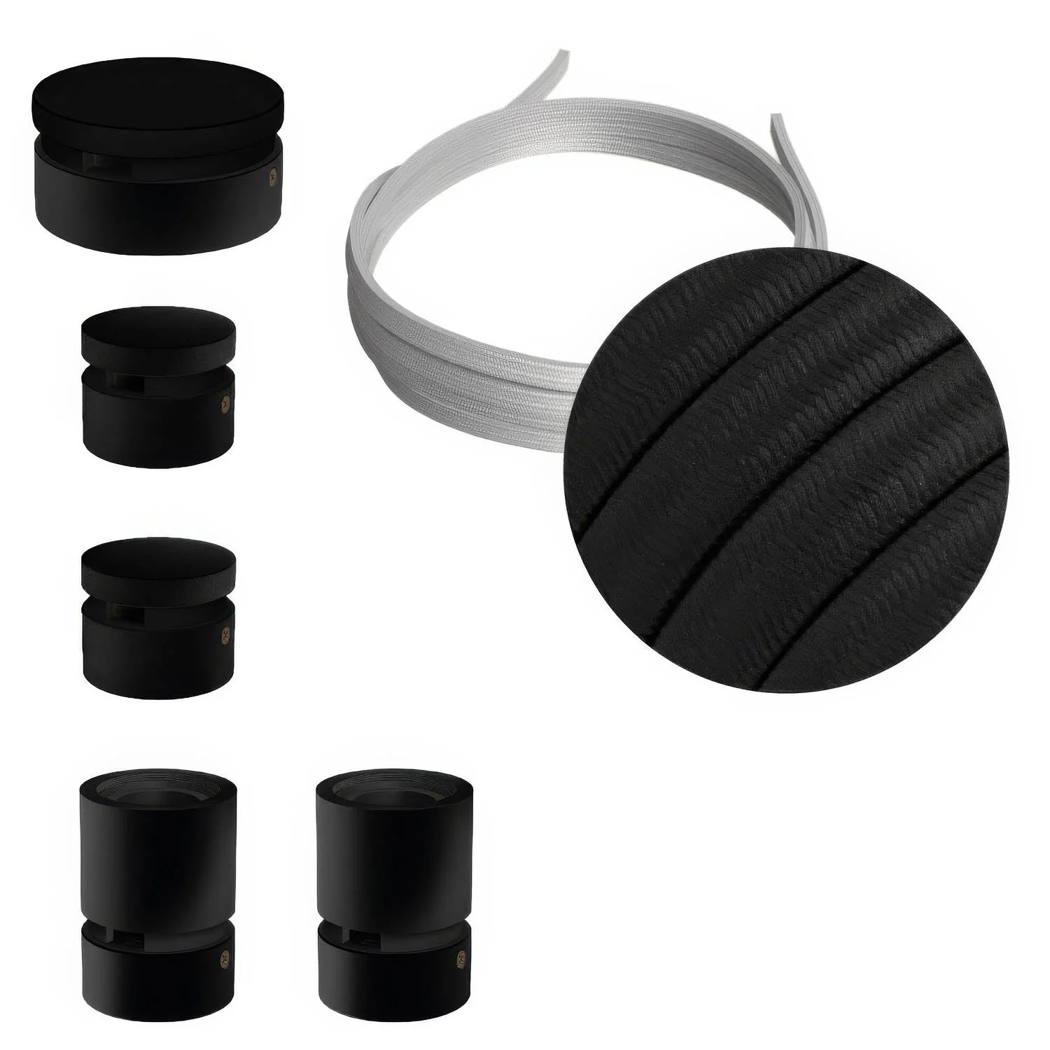 Sistema Filé Wiggle Kit - con cavo CM04 di 3 m per catenaria e 5 componenti in legno verniciato nero per interni