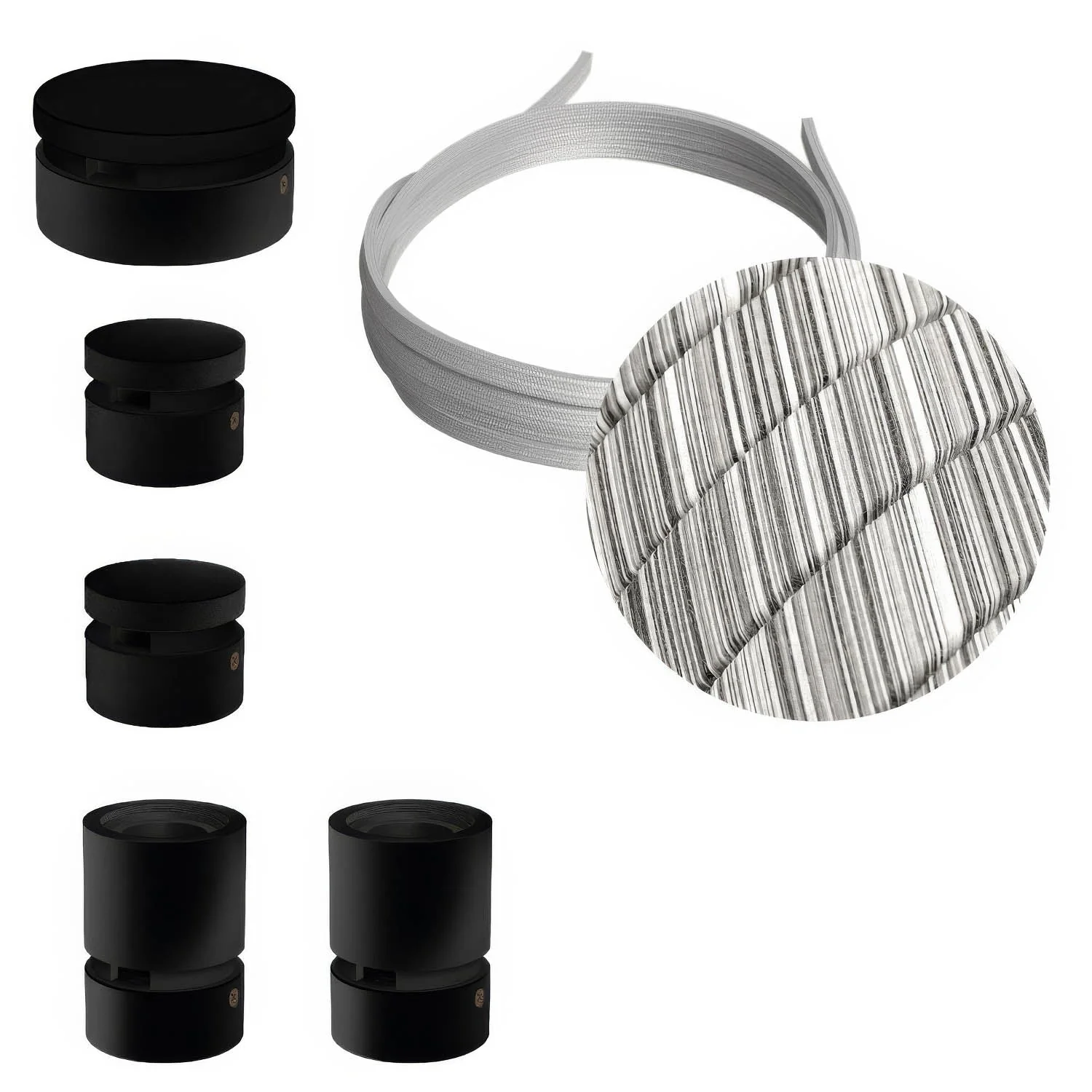 Sistema Filé Wiggle Kit - con cavo ECC37 di 3 m per catenaria e 5 componenti in legno verniciato nero per interni