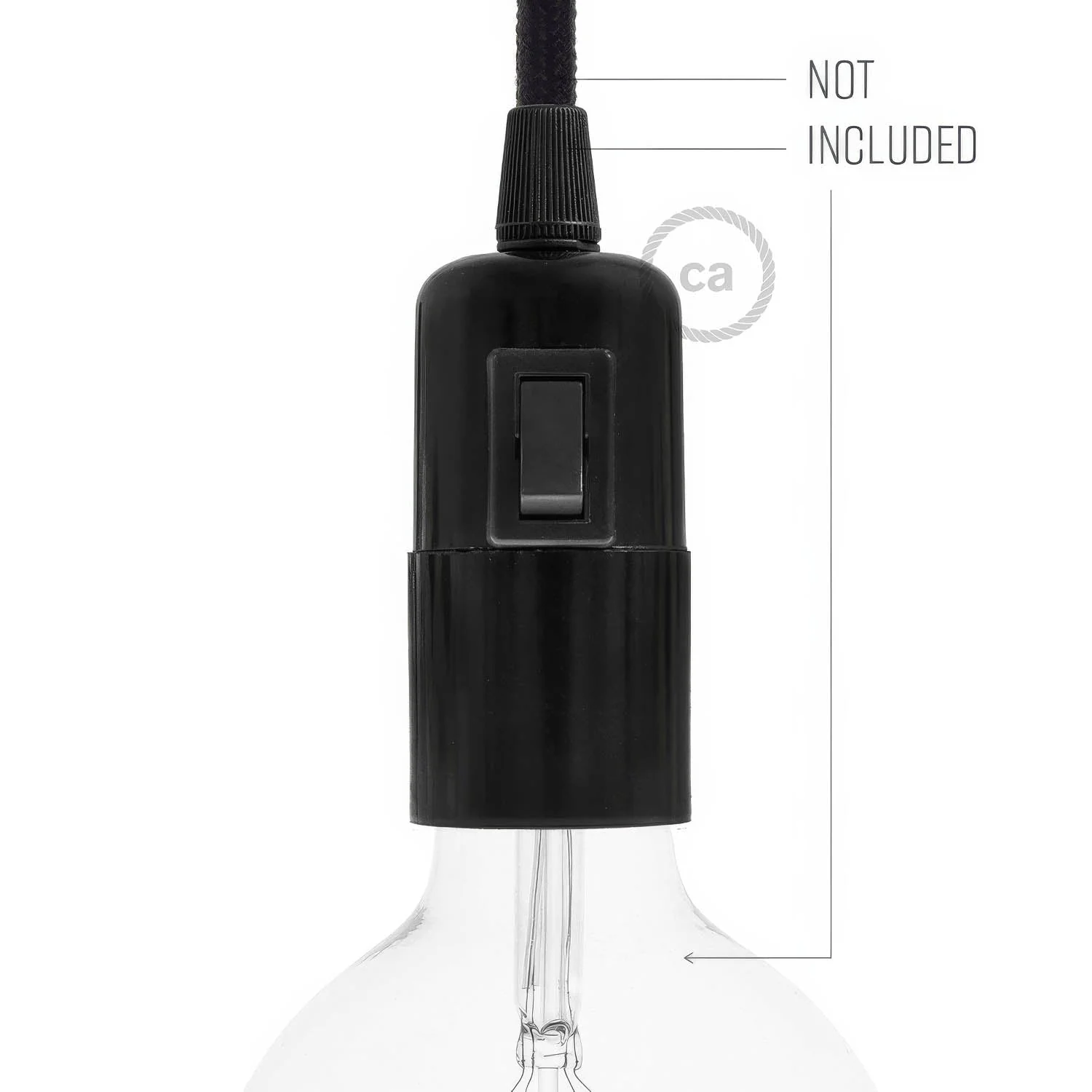 Smooth Sided Bakelite Phenolic E26 light bulb socket - ON/OFF SWITCH - Black - Image 3